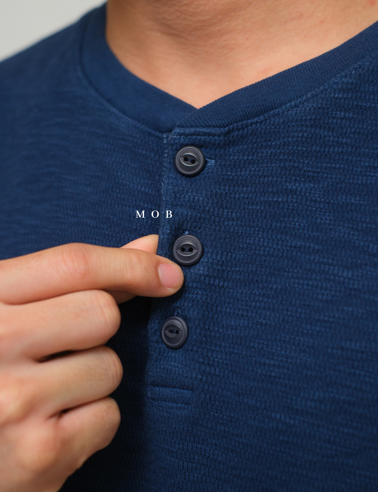 GPLST1303A Textured Henley LS Tee Dark Blue (V2)