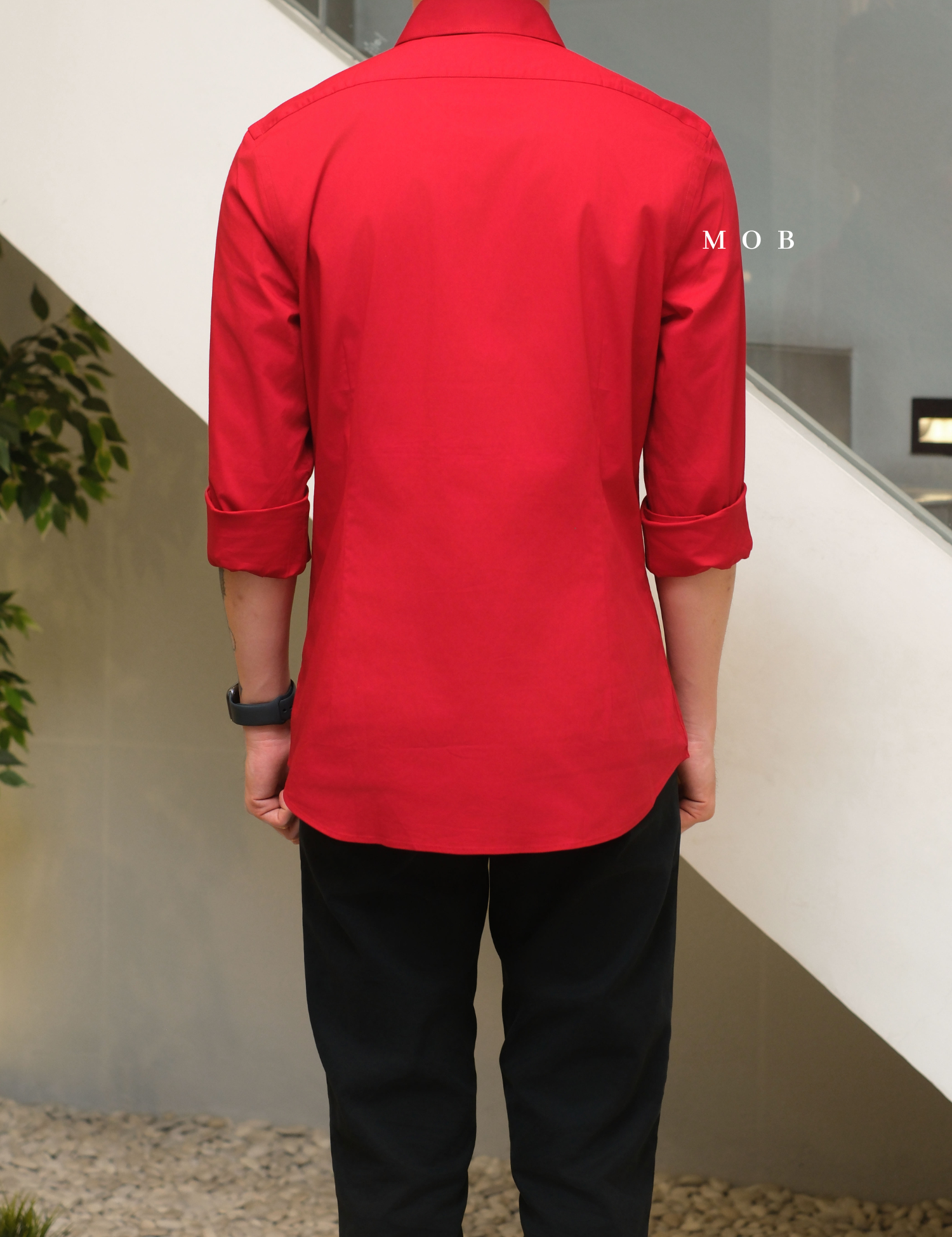EXLSS07007 FITTED Stretch 1MX LS Shirt Red
