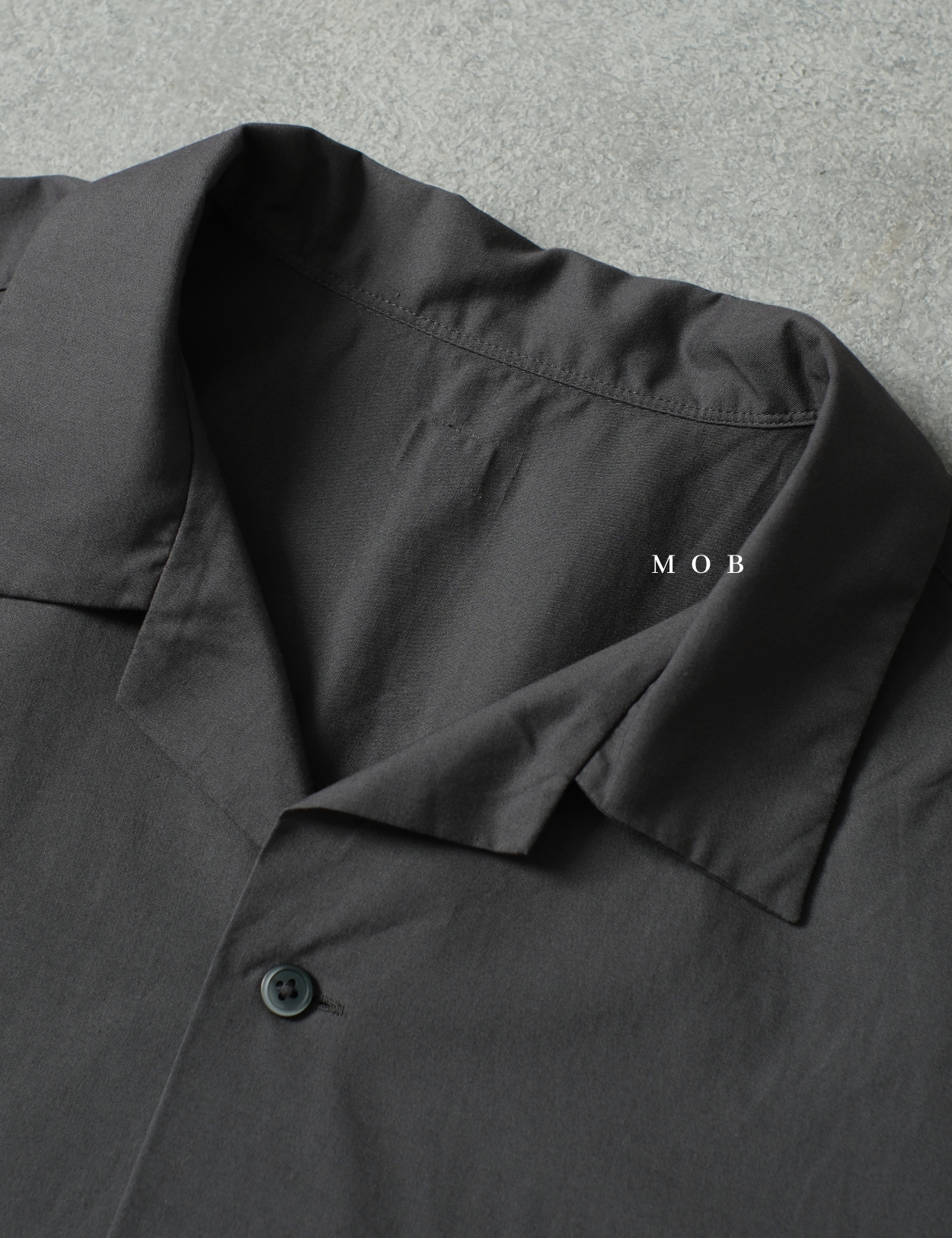 UNQSSS05001E Cotton Open Collar SS Shirt Asphalt Grey