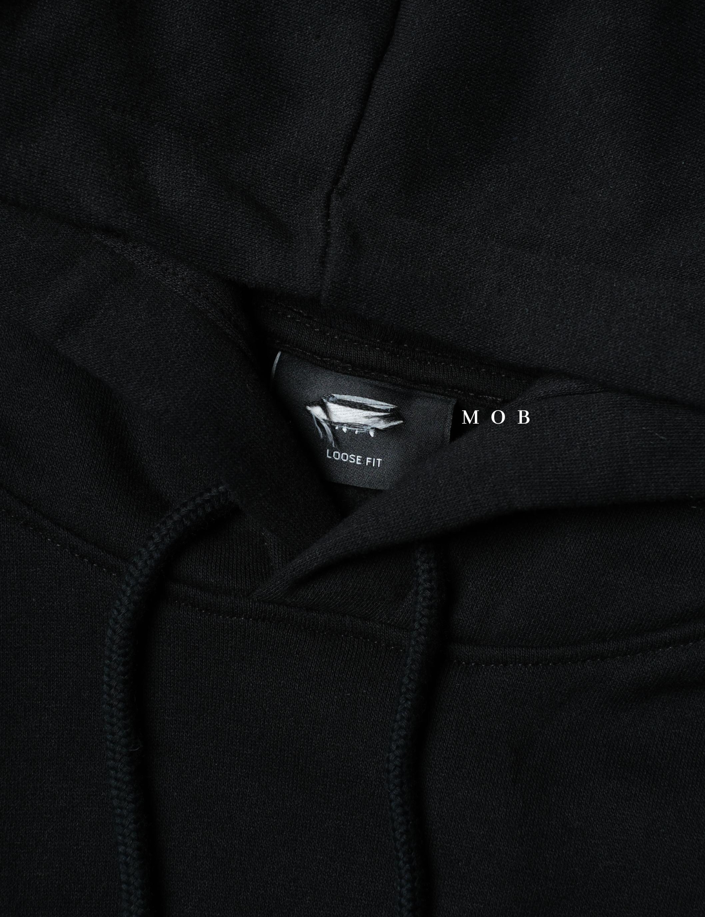 HMHOD02002A Loose Basic Pullover Hoodie Black