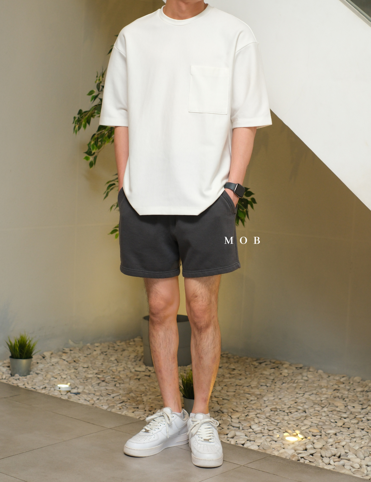 ARSR03001A Basic Solid Fleece Shorts Grey