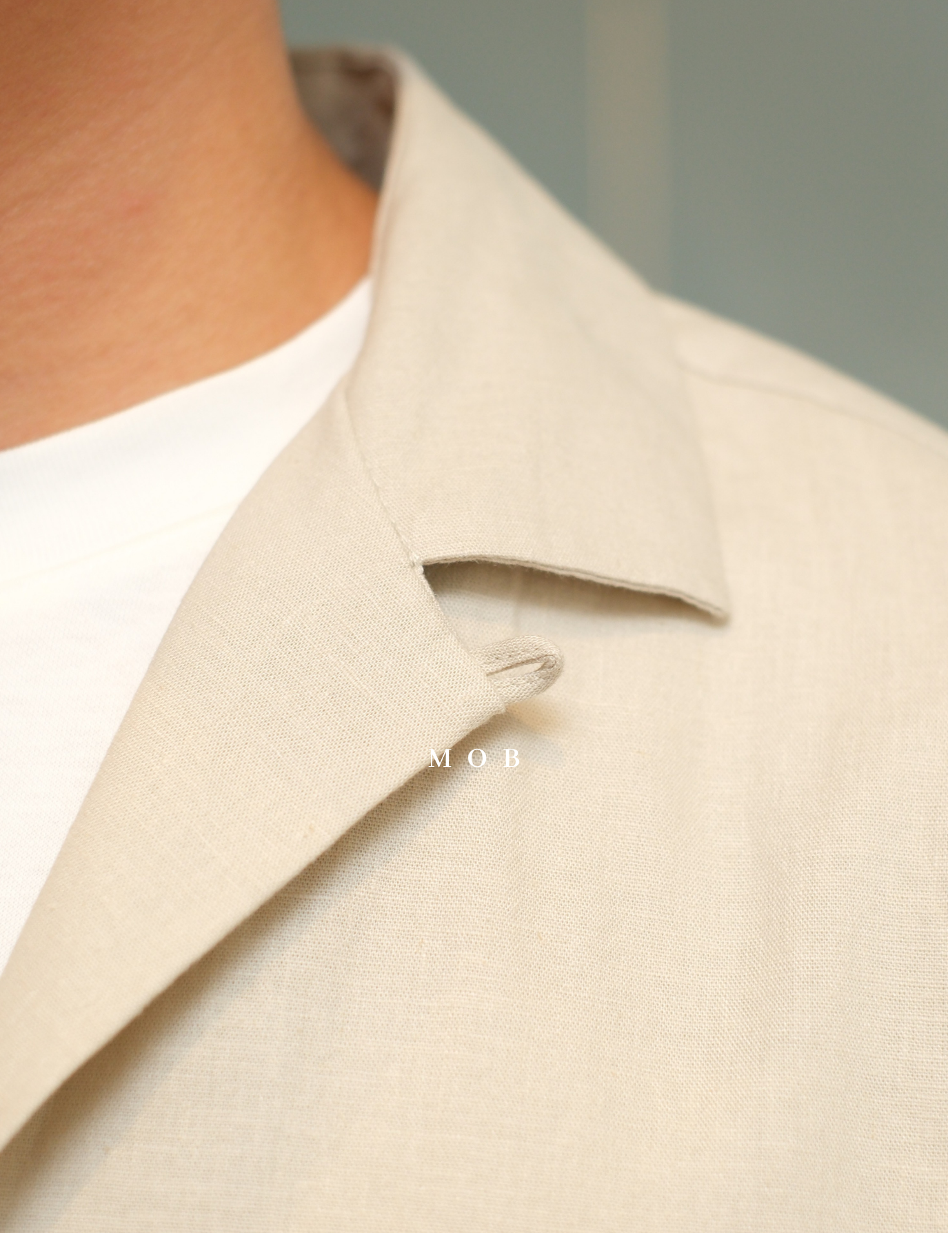 AFSSS01013 Open Collar SS Shirt Beige