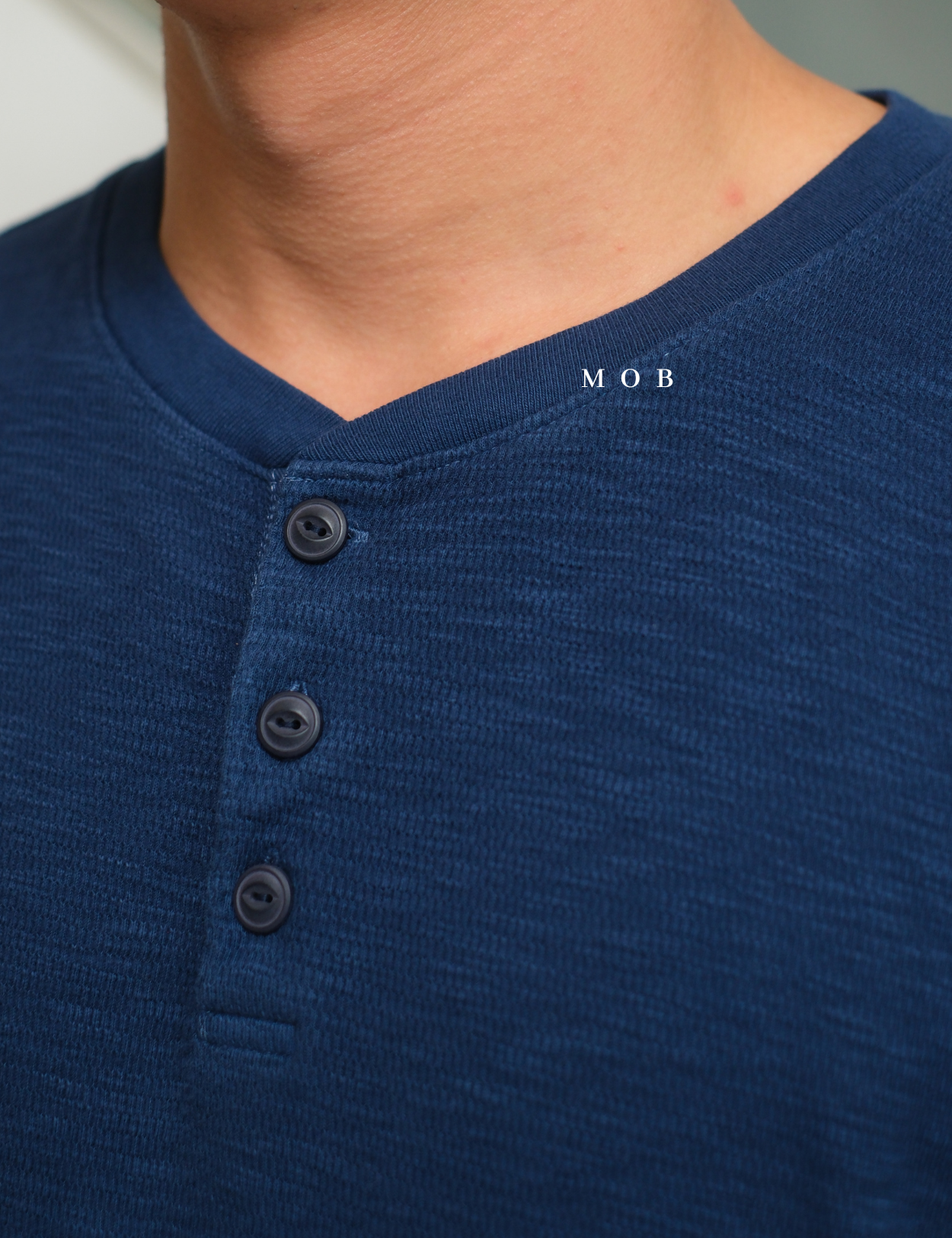 GPLST1303A Textured Henley LS Tee Dark Blue (V2)