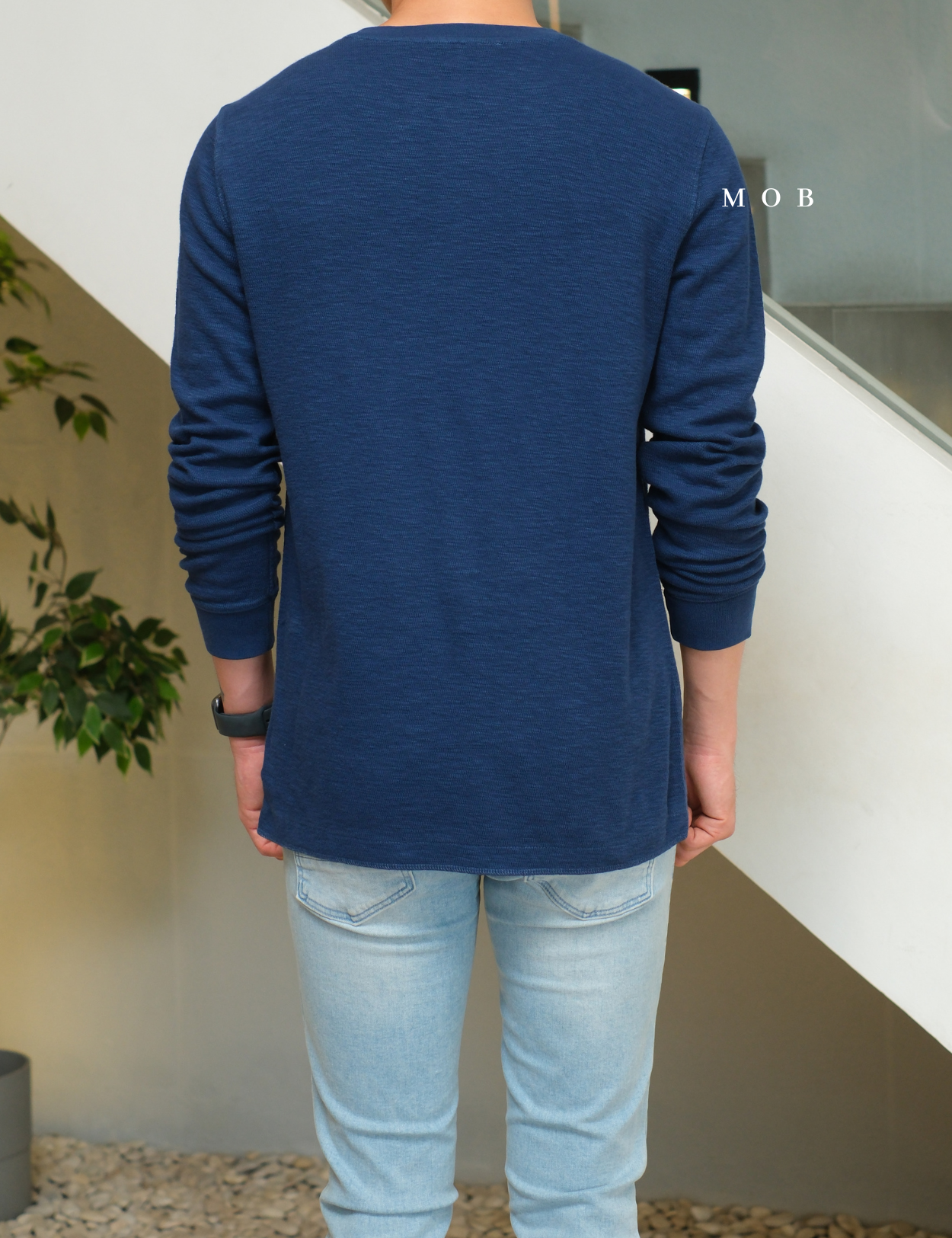GPLST1303A Textured Henley LS Tee Dark Blue (V2)