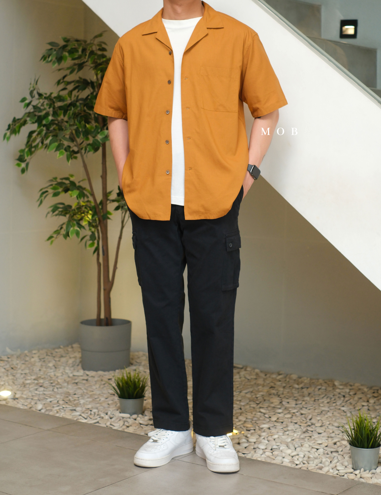 UNQSSS05001F Cotton Open Collar SS Shirt Mustard