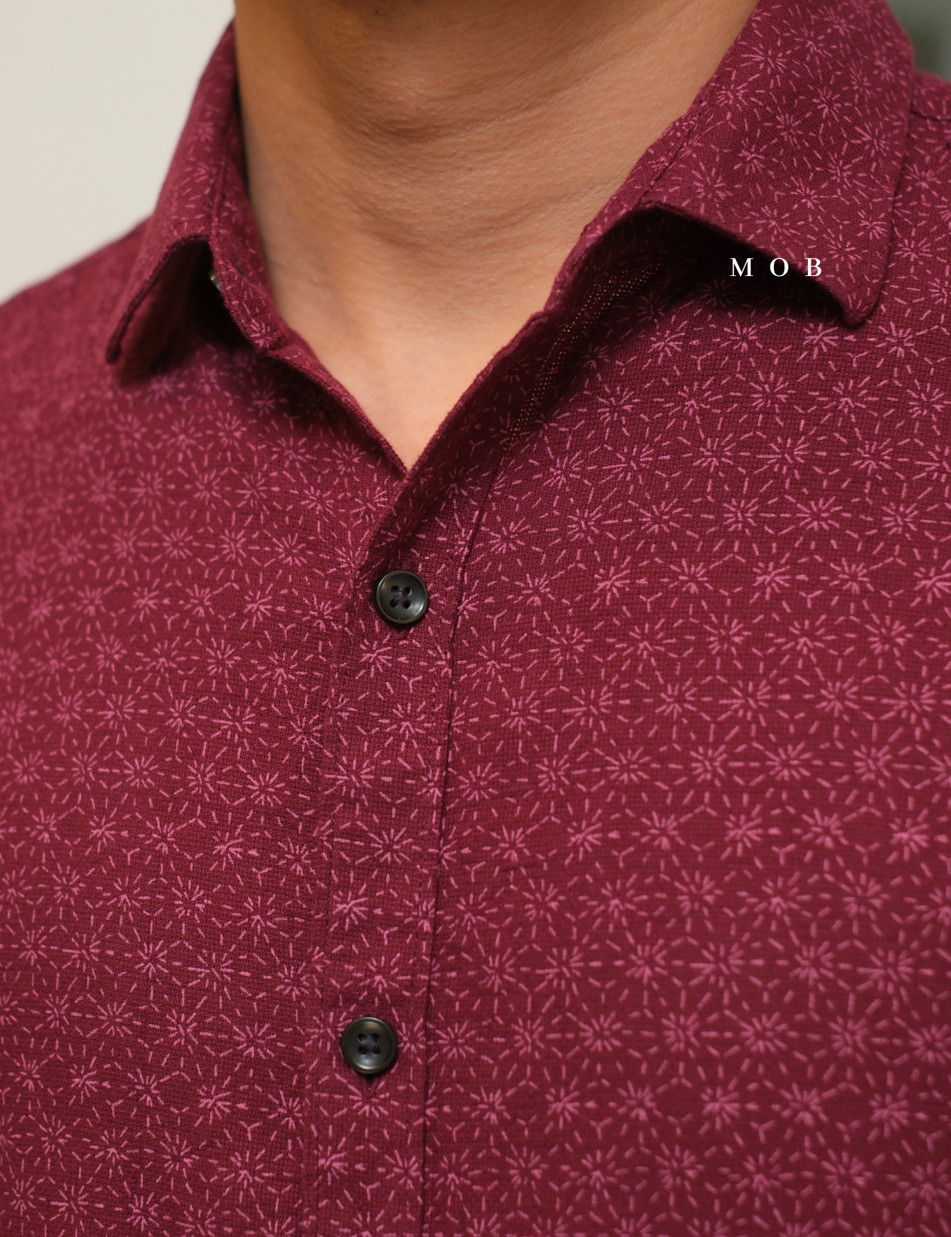 AFSSS01012 Pattern SS Shirt Maroon Batik Inspired