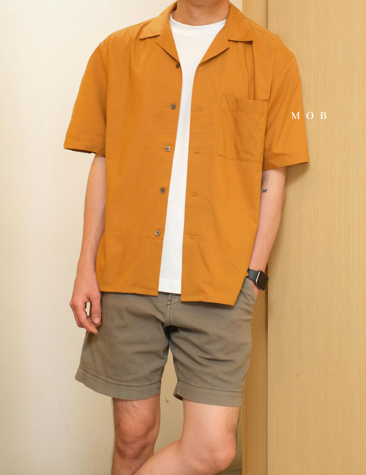 UNQSSS05001F Cotton Open Collar SS Shirt Mustard