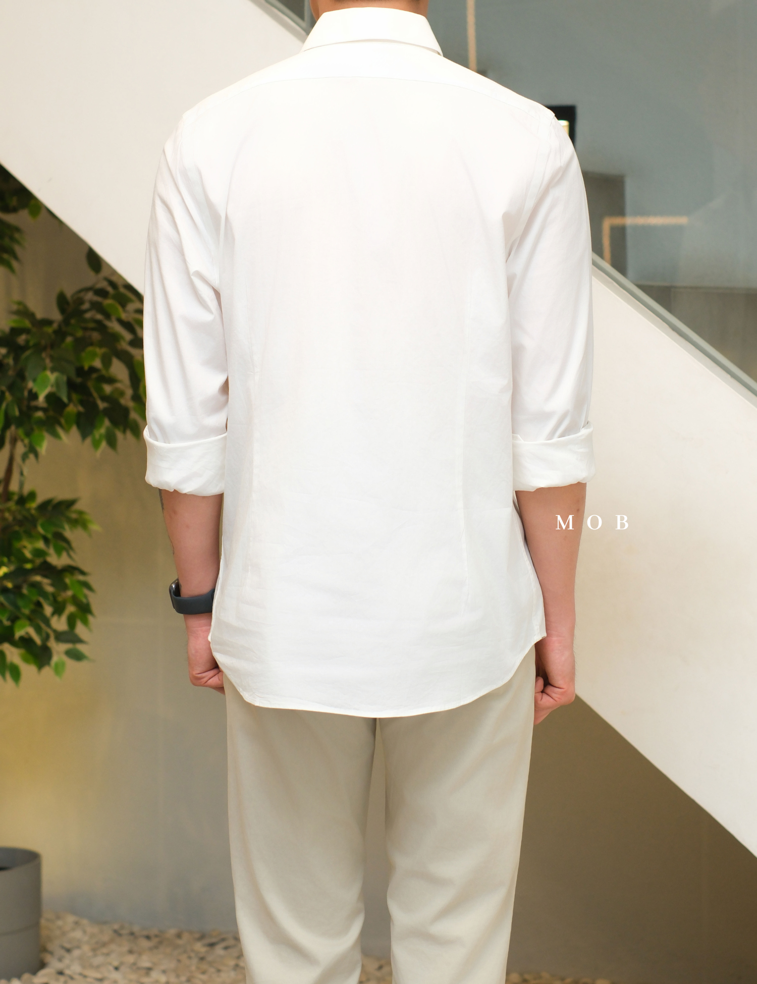 EXLSS07008 FITTED Stretch 1MX LS Shirt White