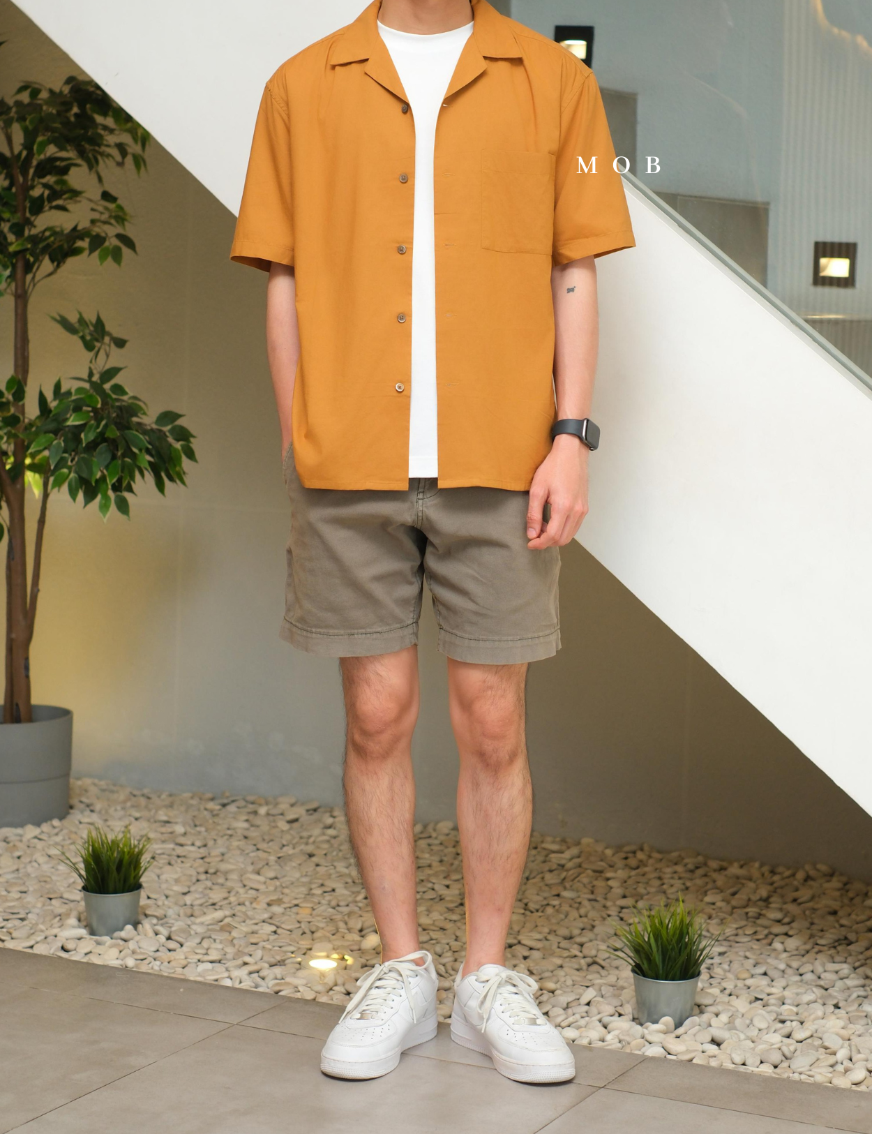 UNQSSS05001F Cotton Open Collar SS Shirt Mustard