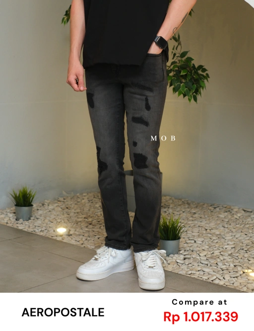 Image of ARPT09003 Skinny Ripped Jeans Black Grey
