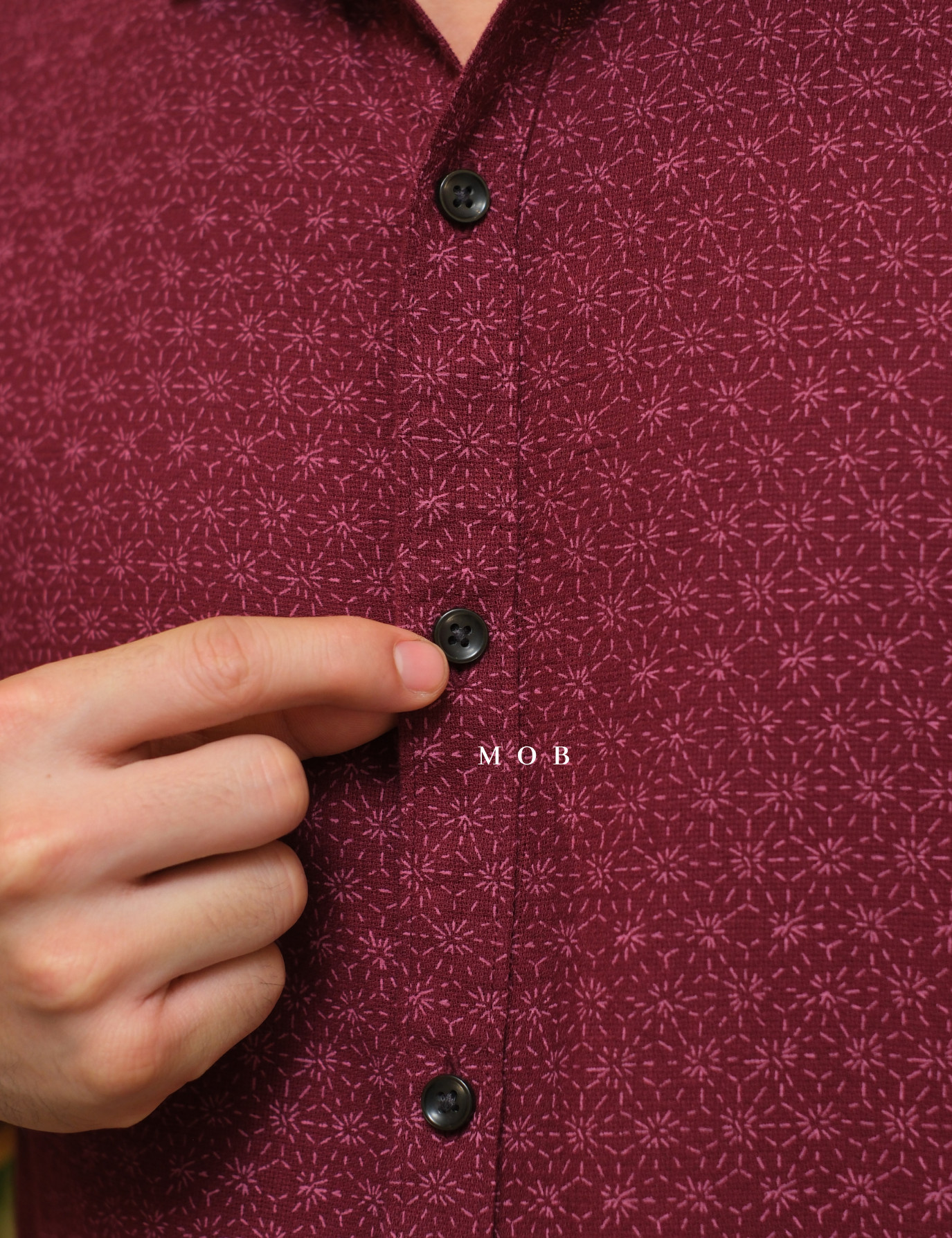 AFSSS01012 Pattern SS Shirt Maroon Batik Inspired