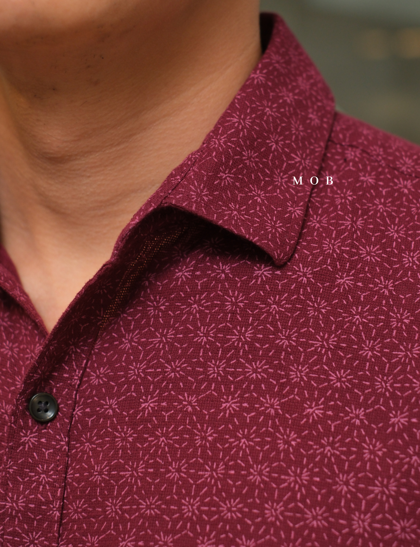 AFSSS01012 Pattern SS Shirt Maroon Batik Inspired