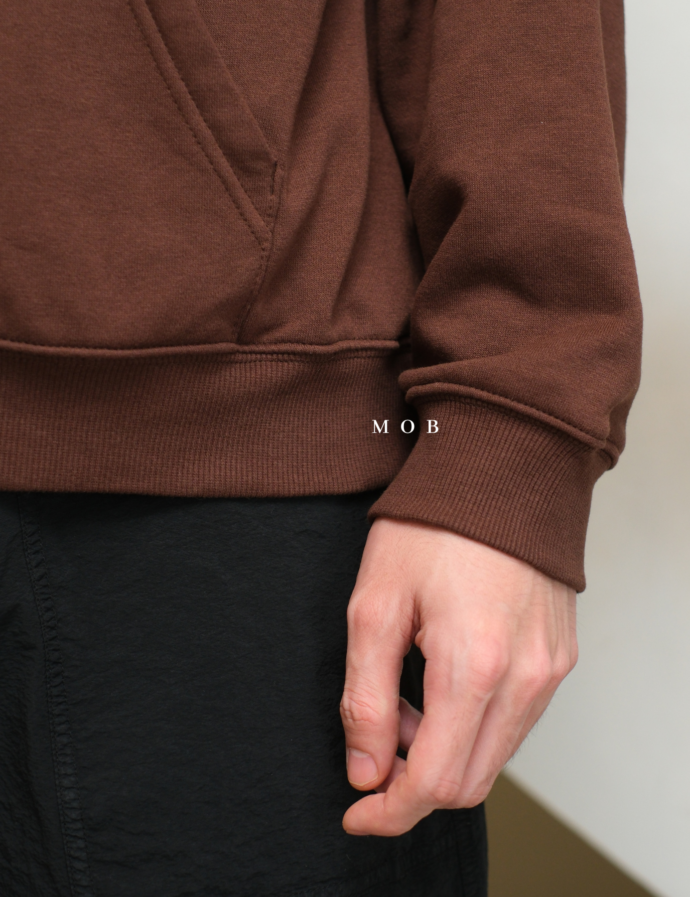HMHOD02002D Loose Basic Pullover Hoodie Brown