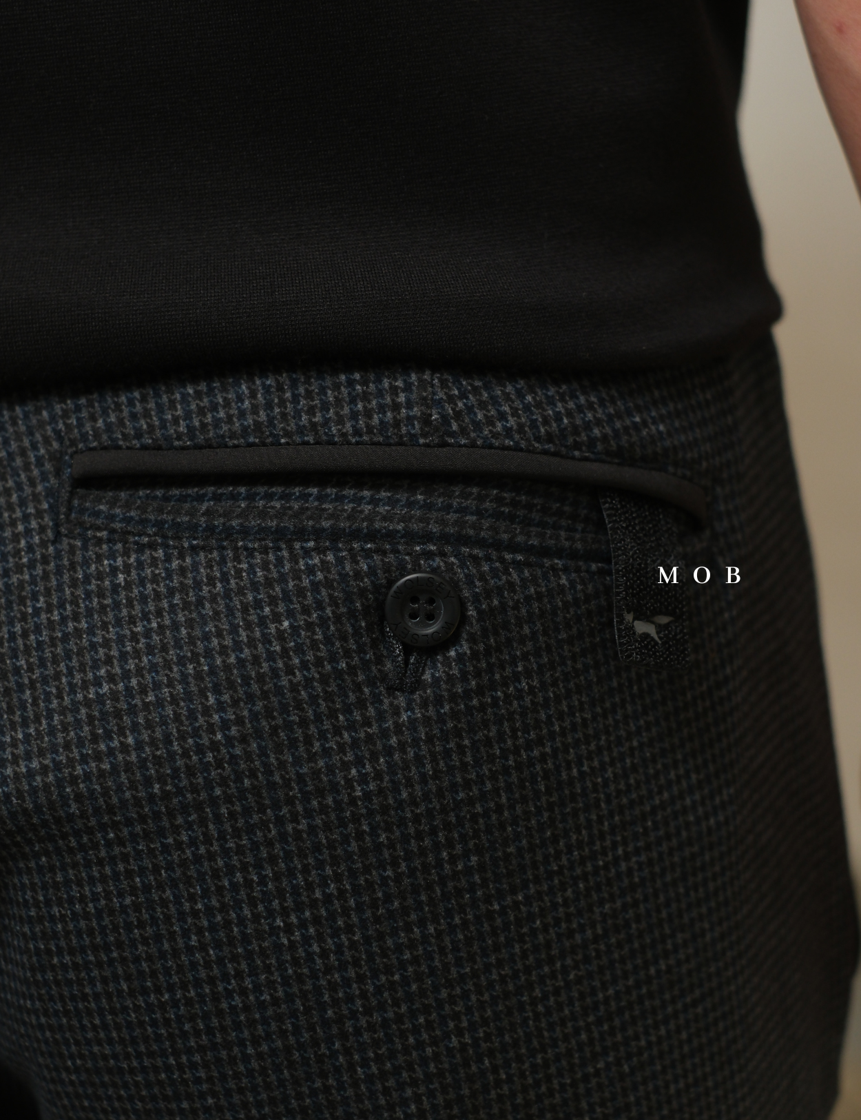 WSYPT01003 Power Basic Pants Black Herringbone