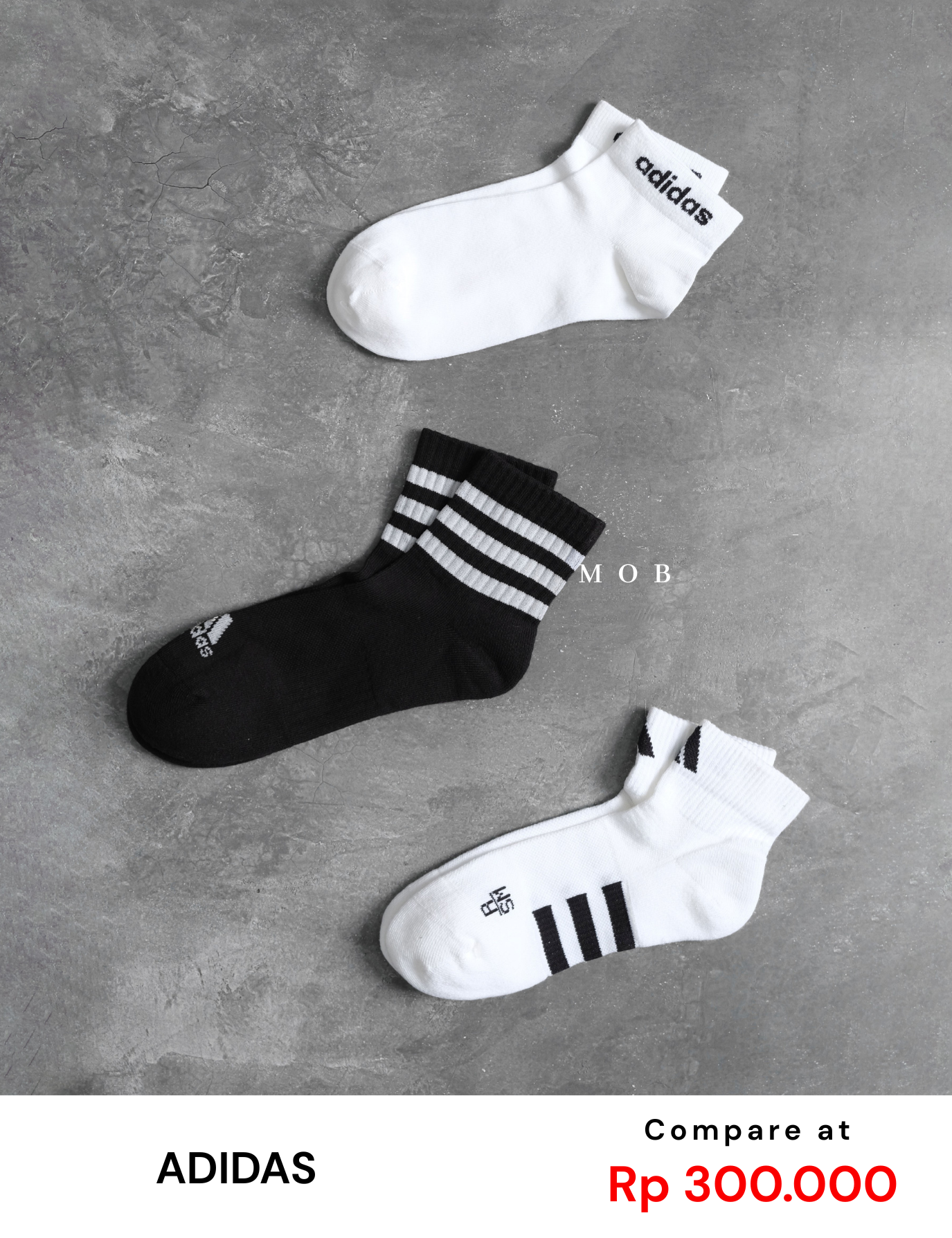 ADDSSO02006 Ankle & Mid Crew Socks Type 6 (3 PASANG) (S ONLY)