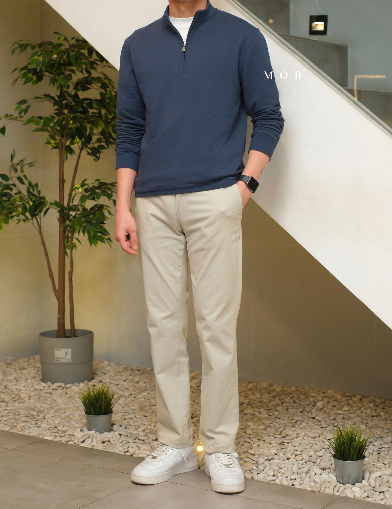 GFW01SWO001-004 1/4 Zip French Terry Sweatshirt Navy