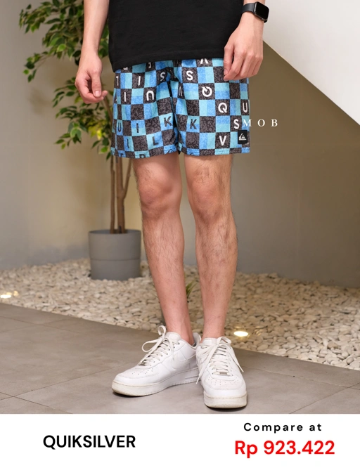 Image of QSBS02002 Volley Shorts Blue Black Plaid
