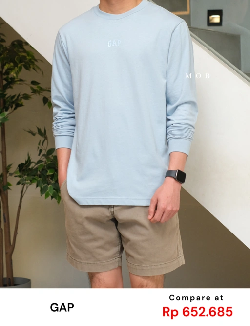 Image of GPLST08004A Mini Arch Rubber Logo LS Tee Sea Blue