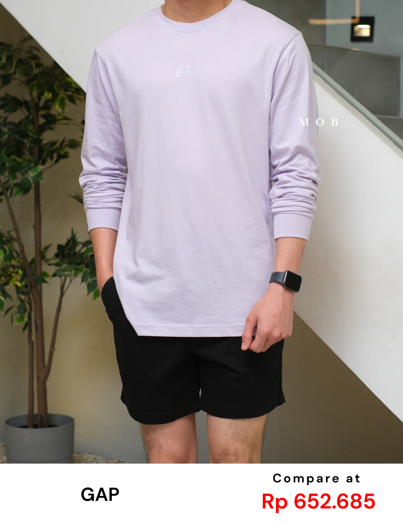GPLST08004B Mini Arch Rubber Logo LS Tee Soft Purple