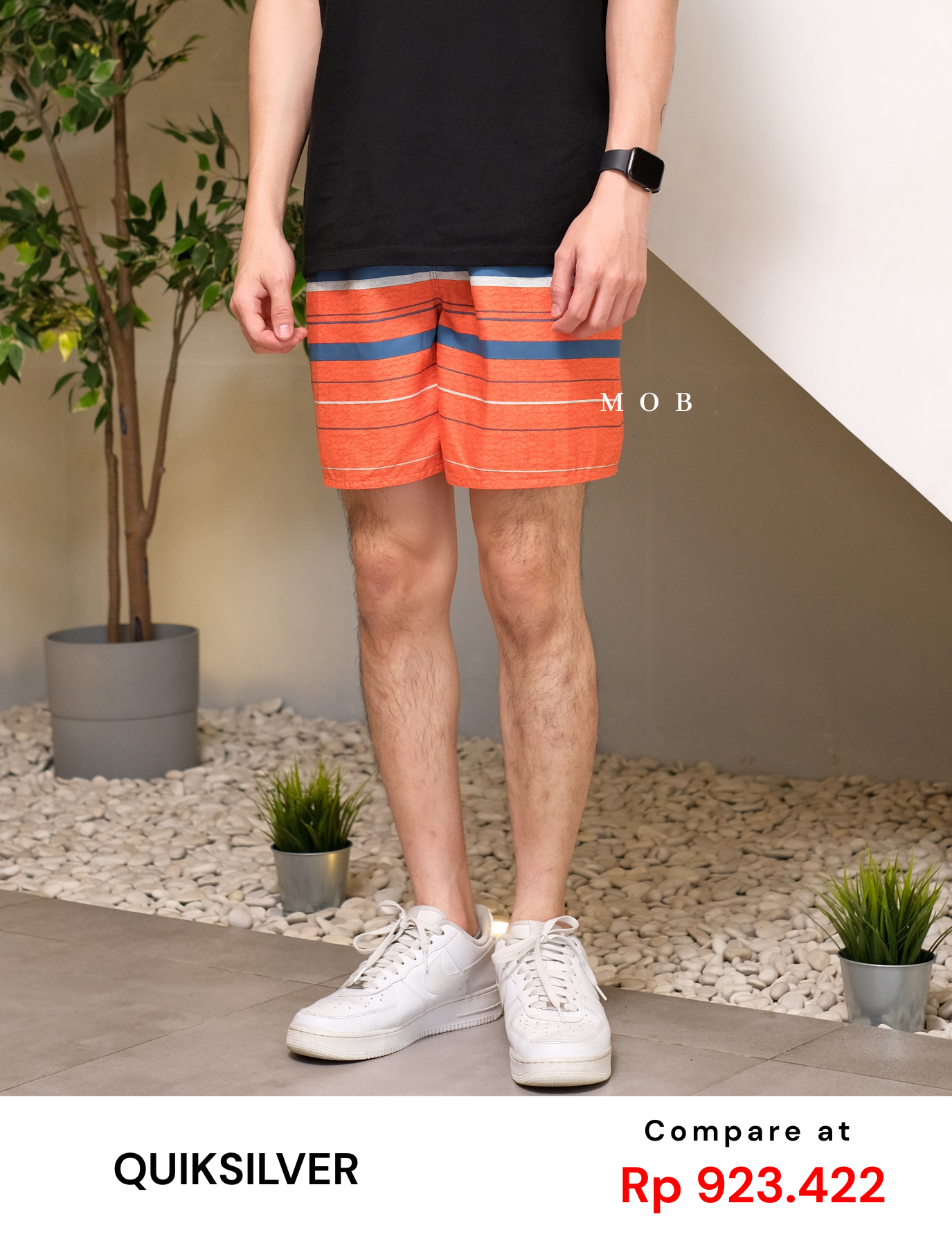 QSBS02003B Volley Shorts Blue Orange Stripe