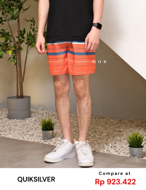 Image of QSBS02003B Volley Shorts Blue Orange Stripe