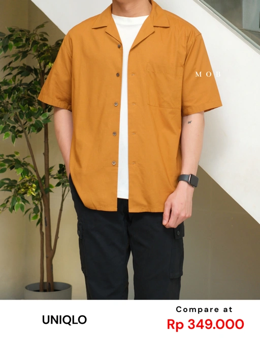 UNQSSS05001F Cotton Open Collar SS Shirt Mustard