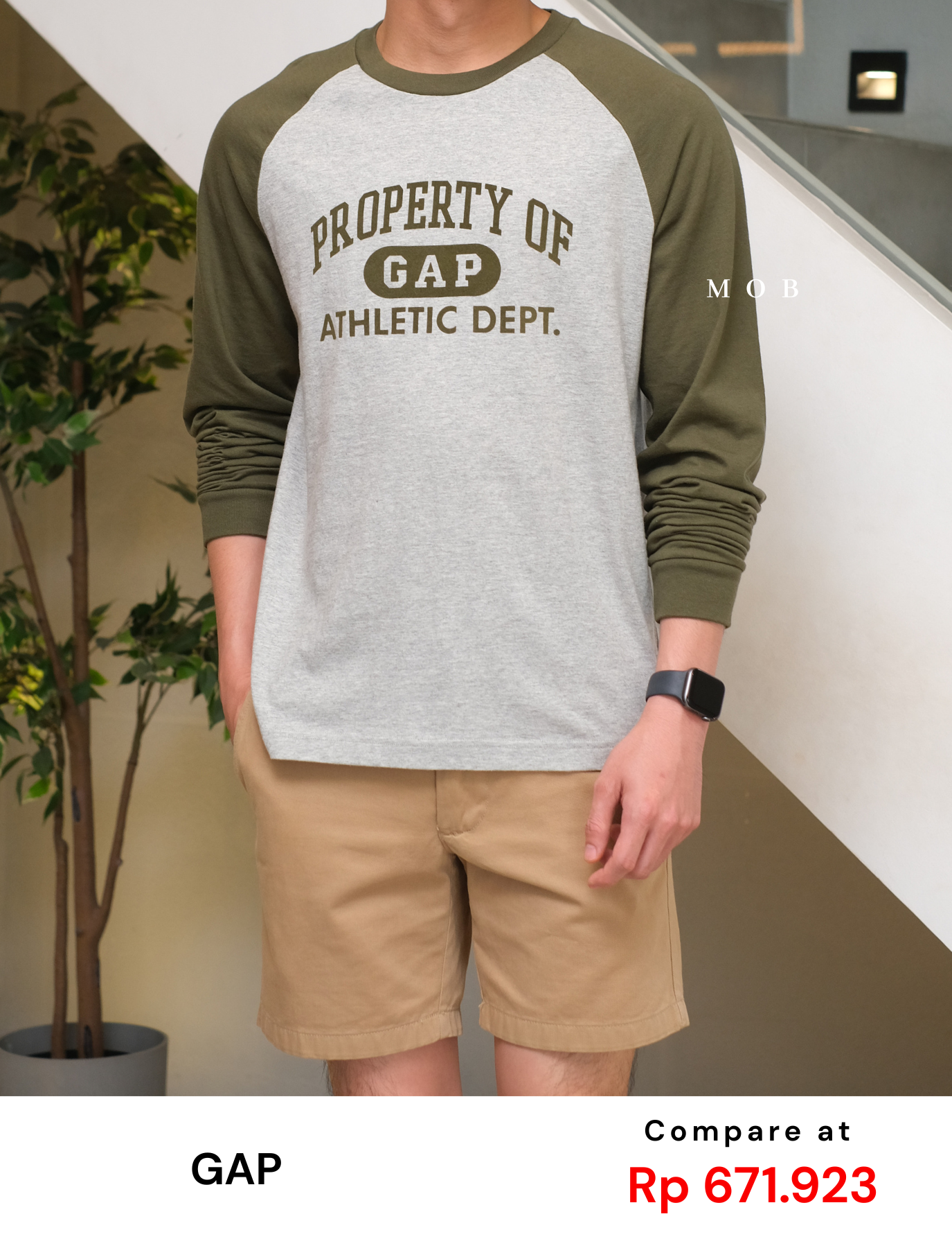 GPLST1112B Property of Gap LS Tee Olive Grey