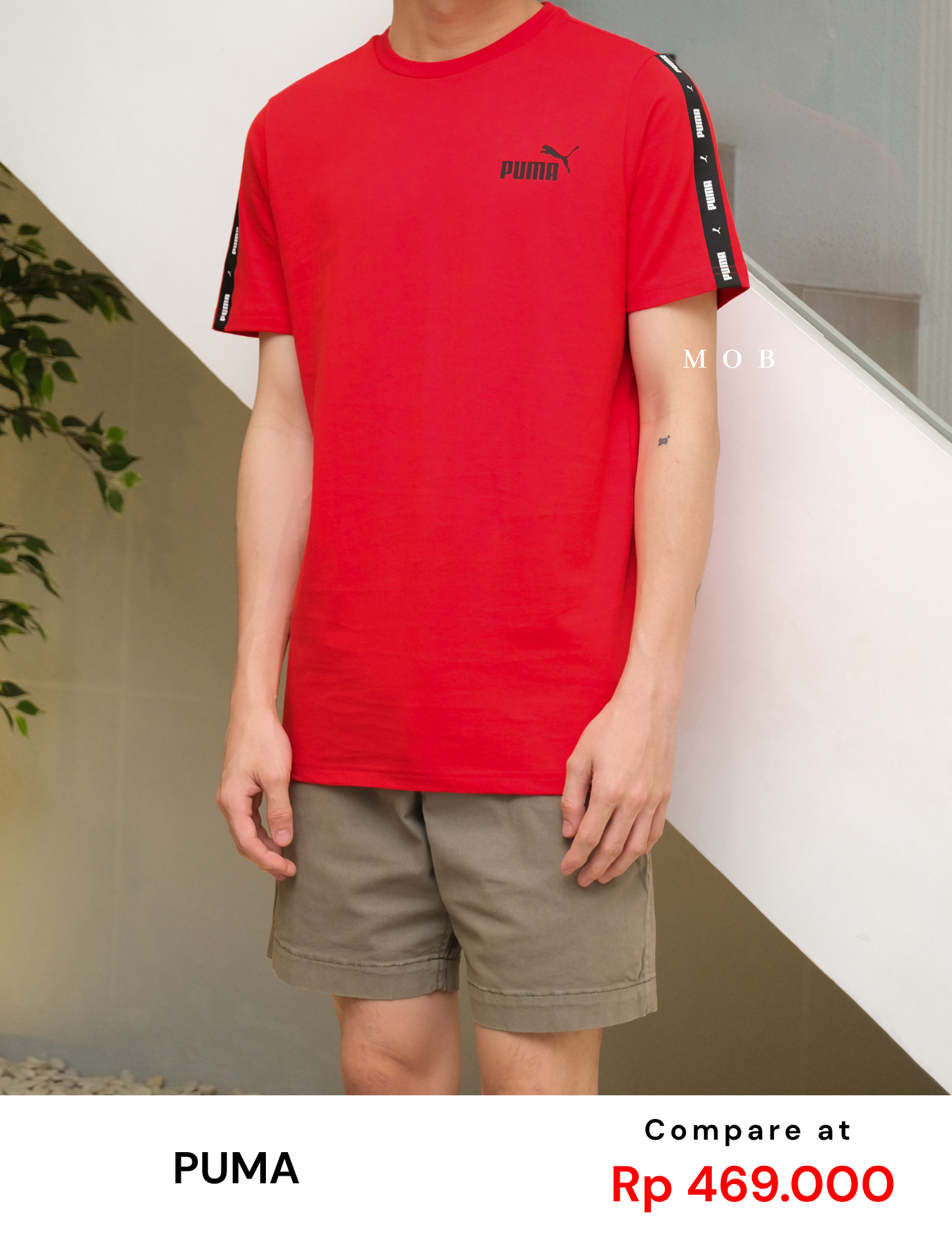 PMSST07001C Essentials Tape SS Tee Red