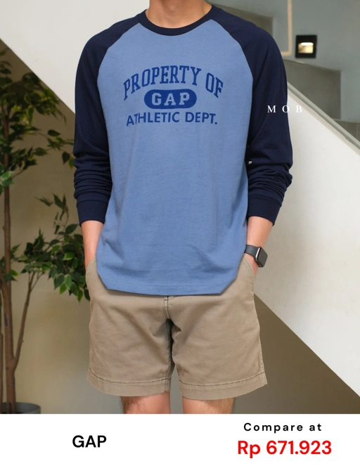 Image of GPLST08008 Property of Gap LS Tee Navy Blue