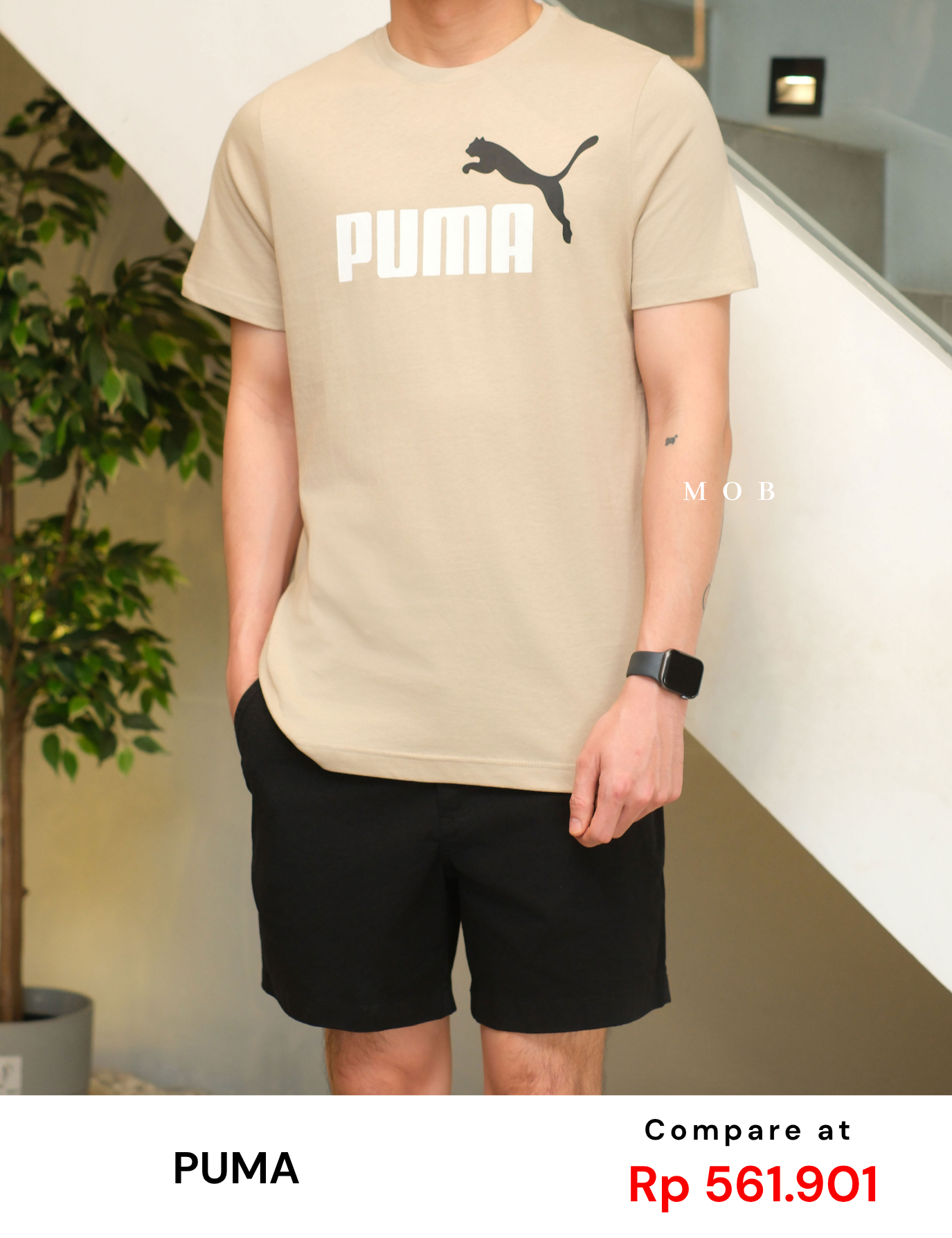 PMSST07002A Essential +2 Col Logo SS Tee Beige