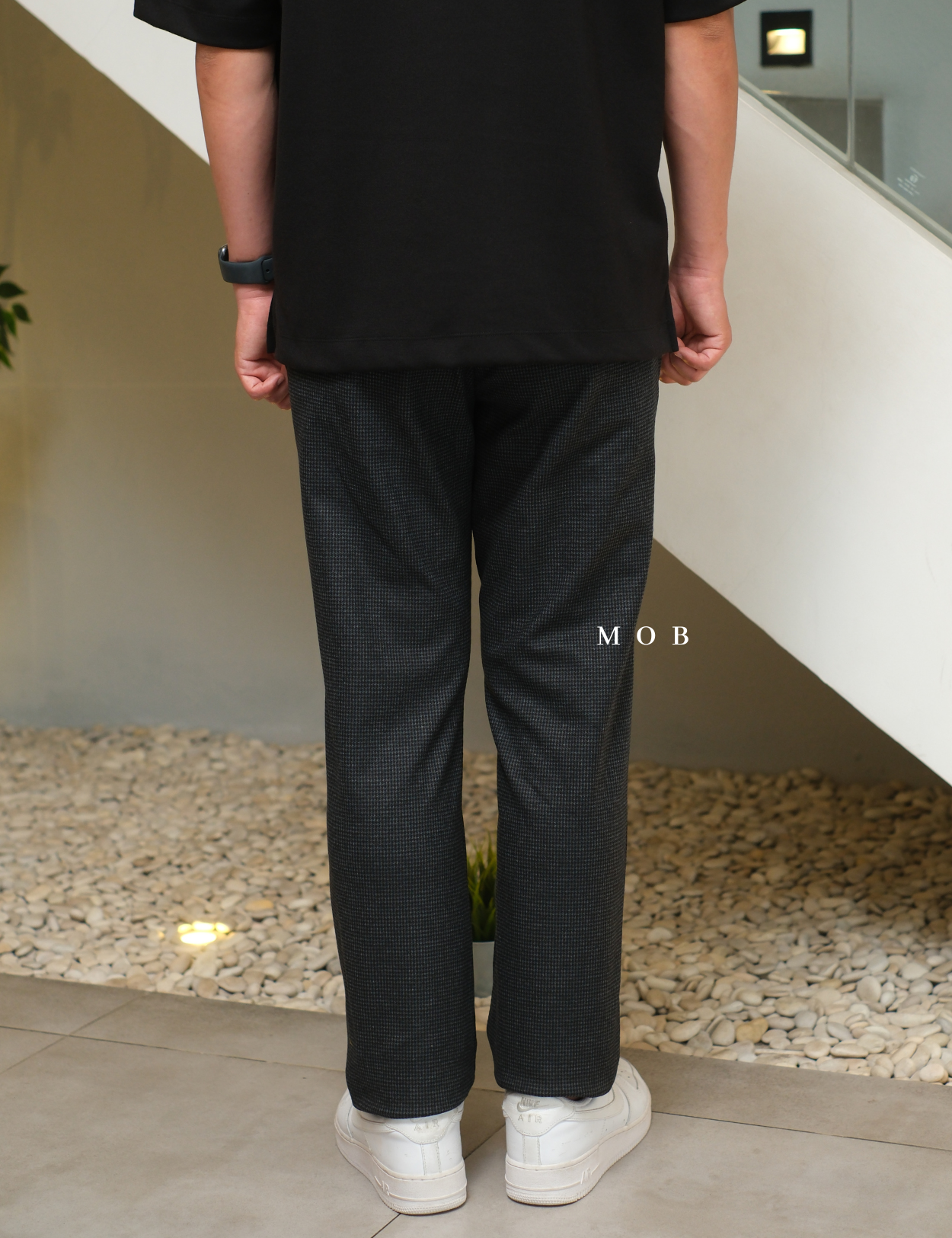 WSYPT01003 Power Basic Pants Black Herringbone