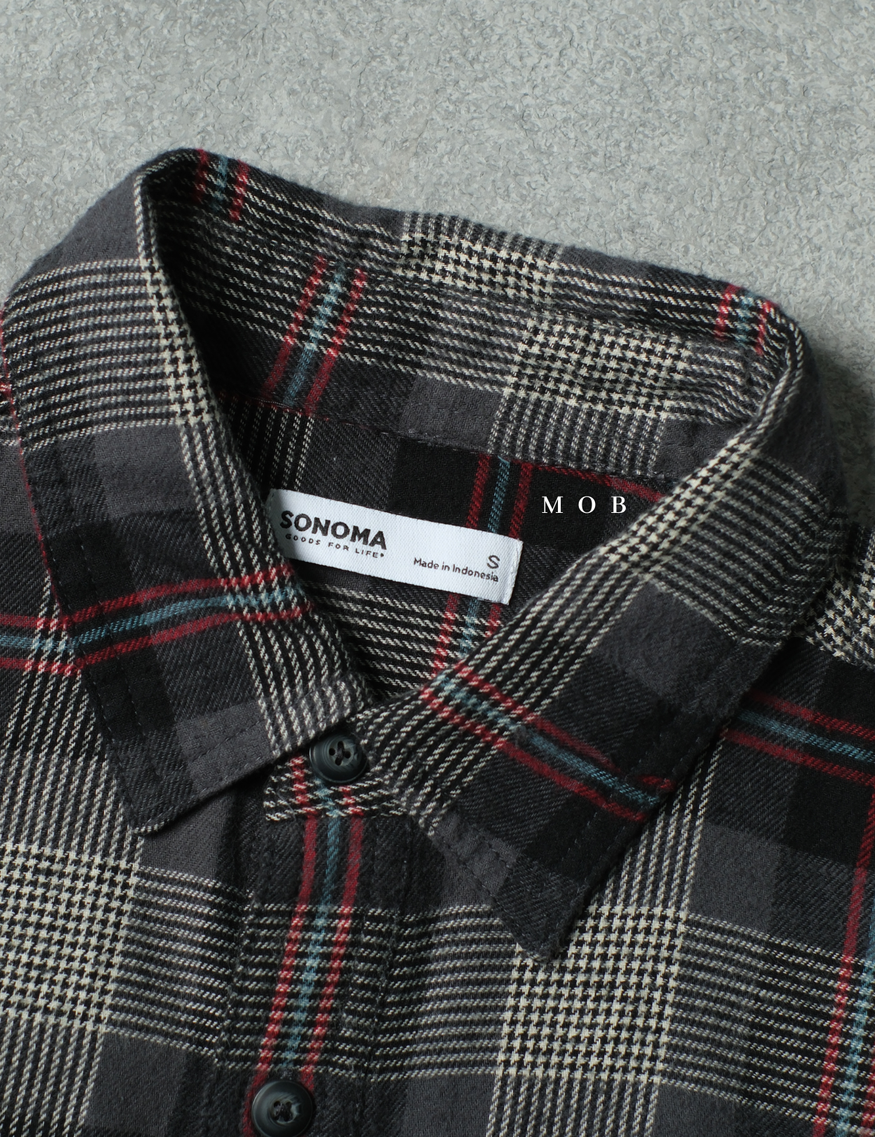 SNMLSS01004 Super Soft Flannel LS Shirt Black Grey Red Plaid
