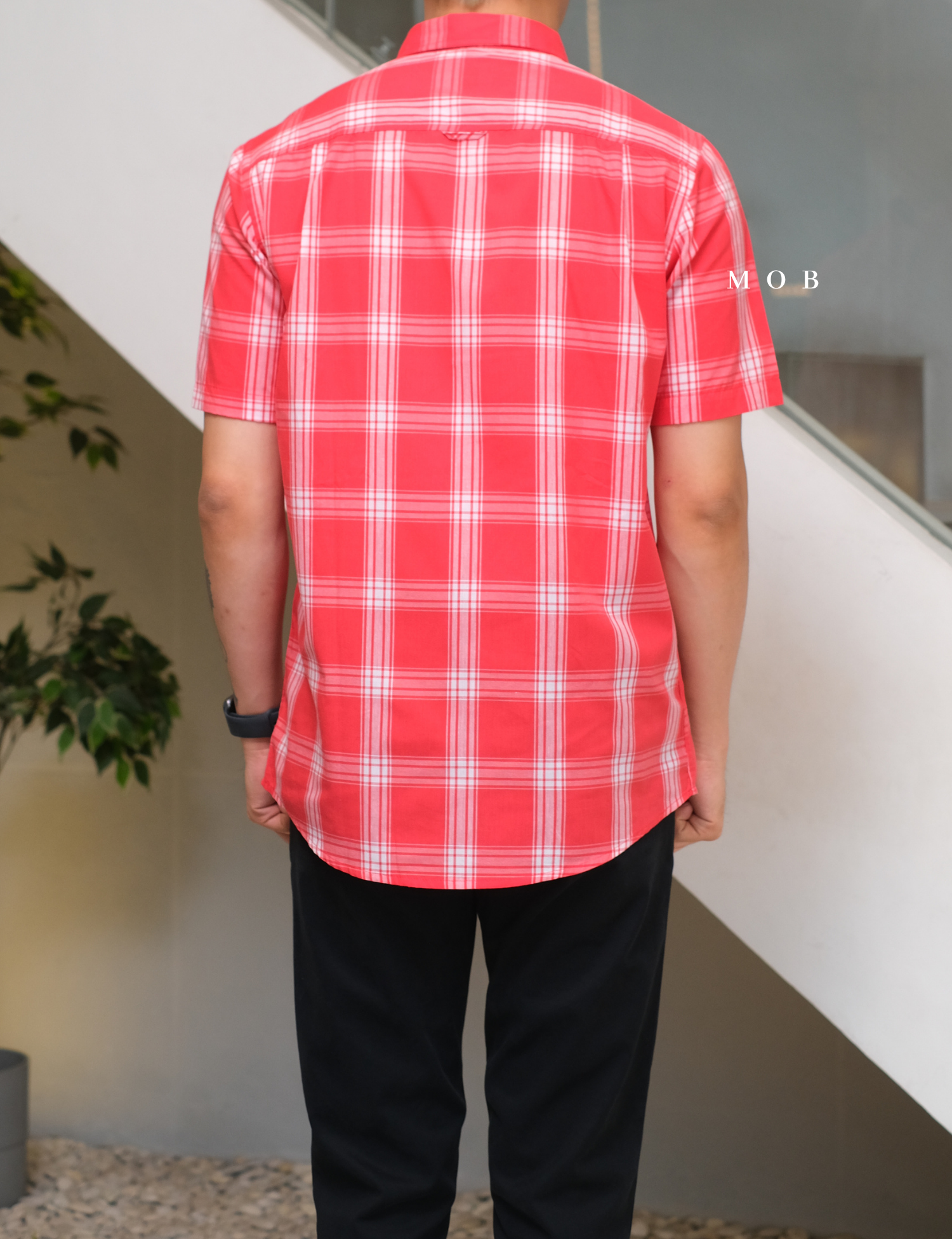 CLRSSS03024 Plaid SS Shirt Red White
