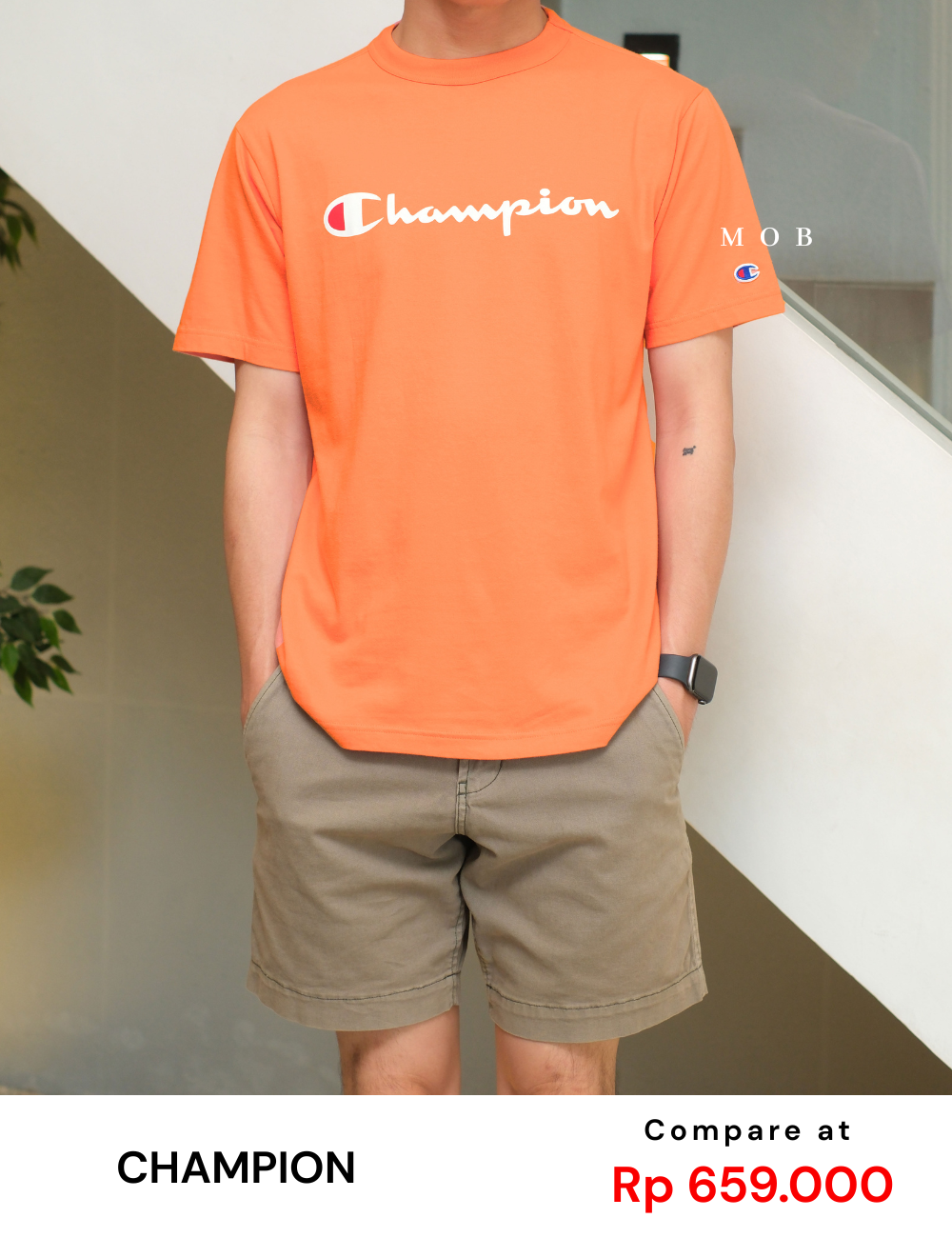 CHMPSST2402I Classic Script Logo SS Tee Orange