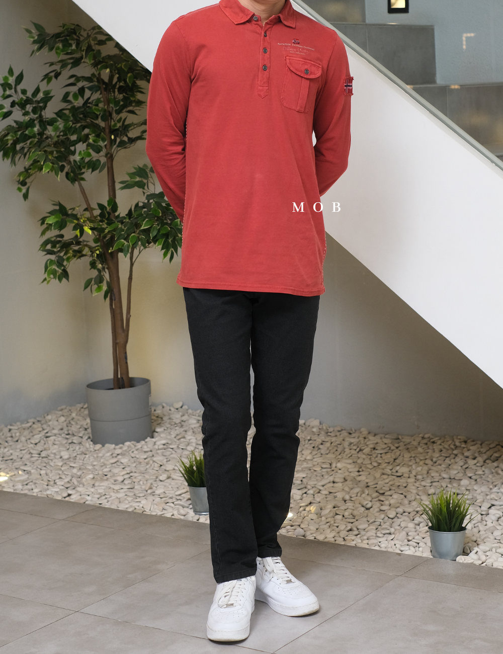 NPJPLS01002A Pocket Polo LS Terracotta