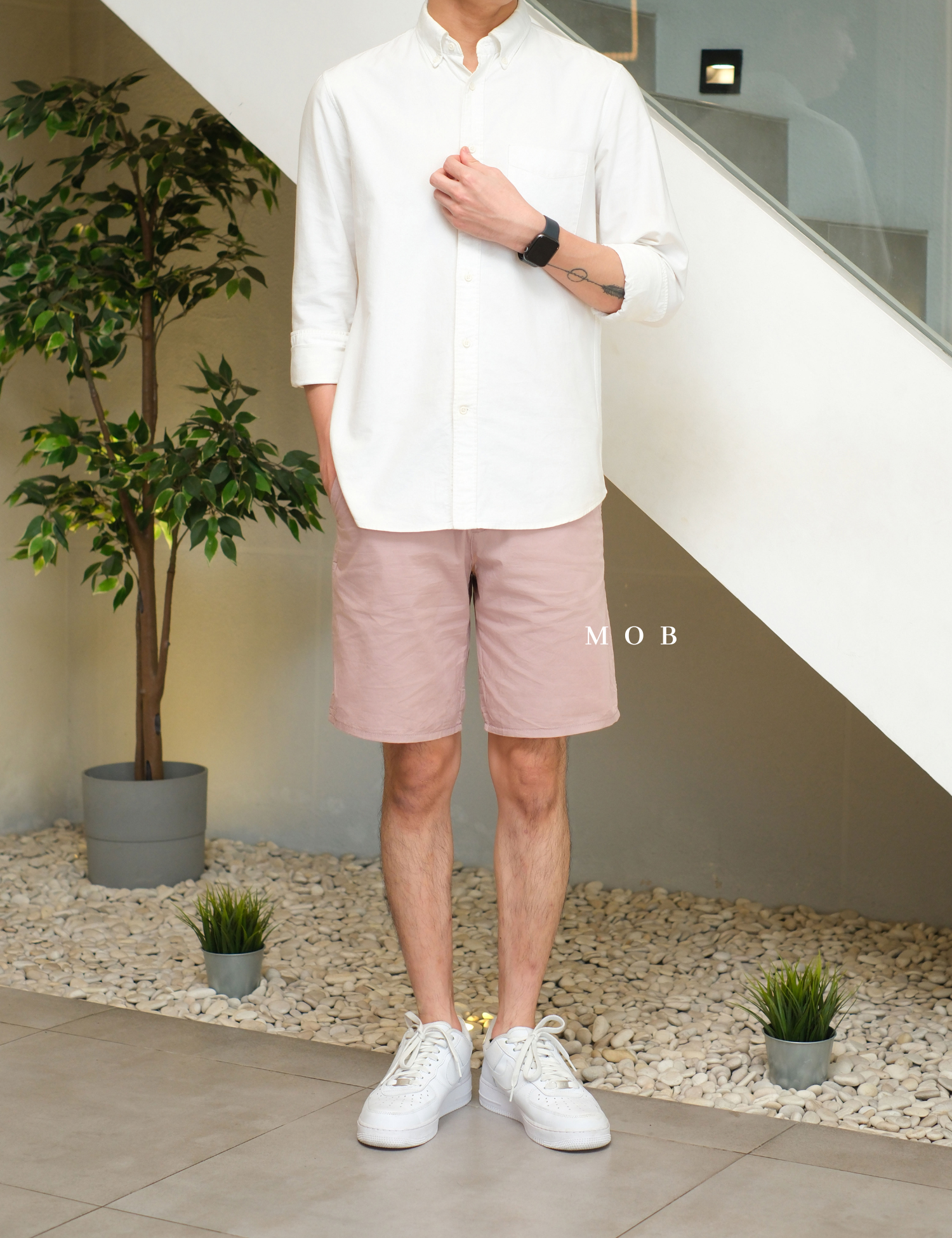 HMSR03001 Slim Fit Chino Shorts Pale Pink
