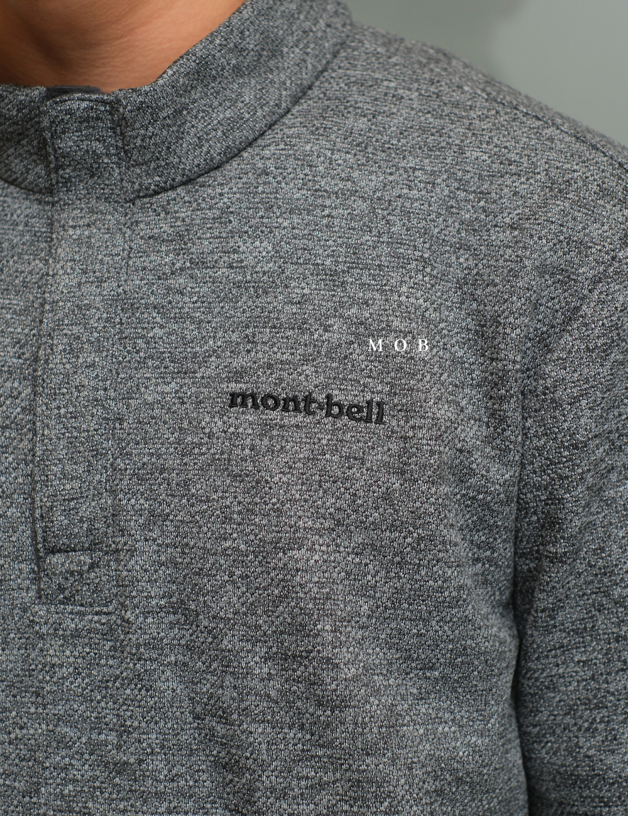MBLJ01002 Mock Neck Fleece Half Zip Jacket Grey Misty