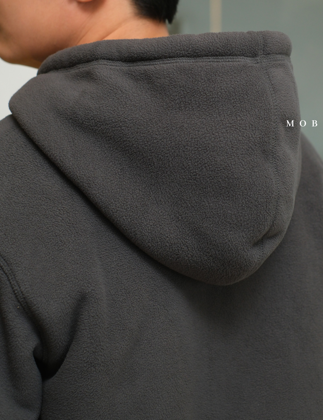 PHFZ02002 Fluffy Bonded Sherpa Full Zip Hoodie Dark Grey