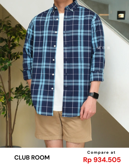 Image of CLRLSS01006A Perry Plaid LS Shirt Navy Blue