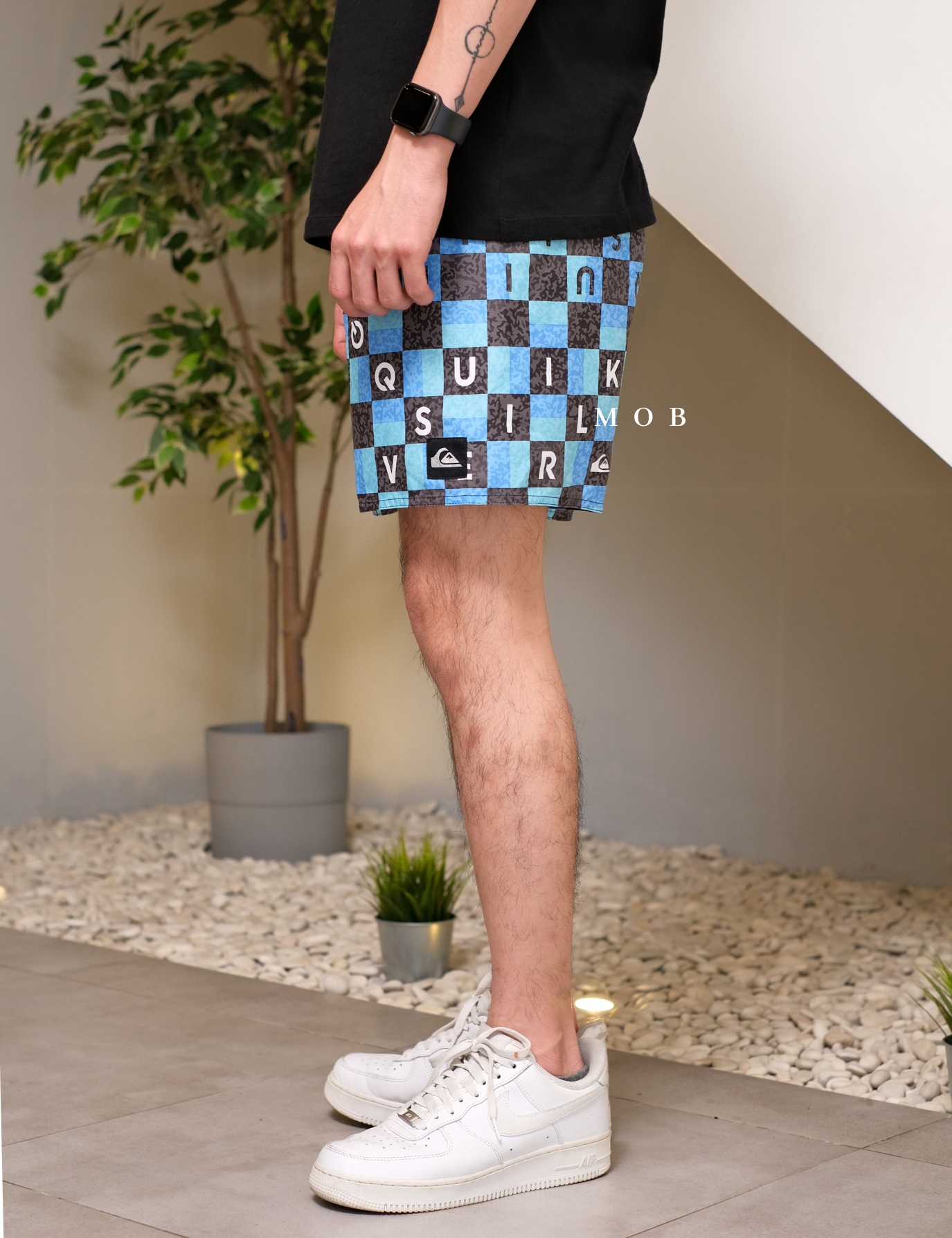 QSBS02002 Volley Shorts Blue Black Plaid