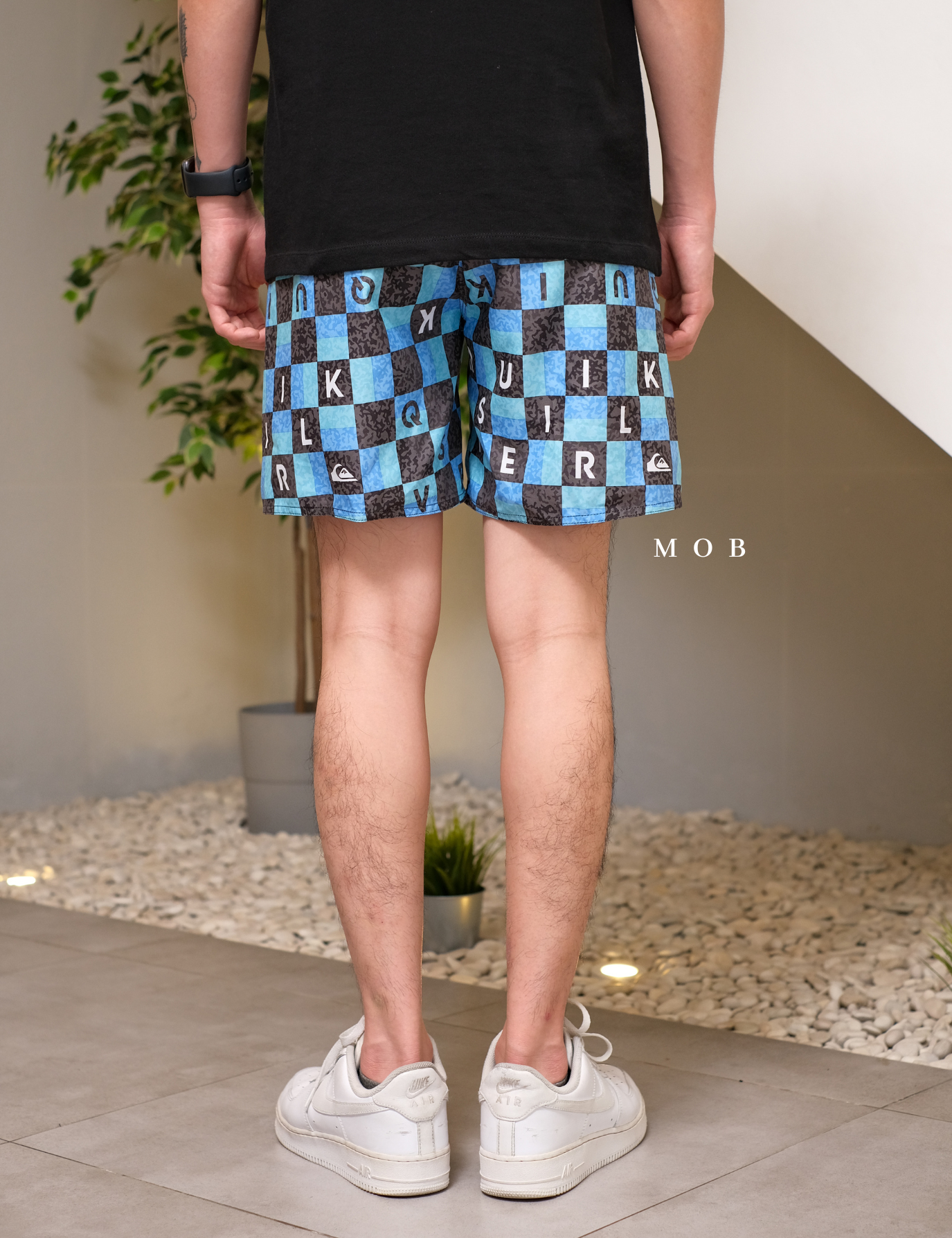 QSBS02002 Volley Shorts Blue Black Plaid