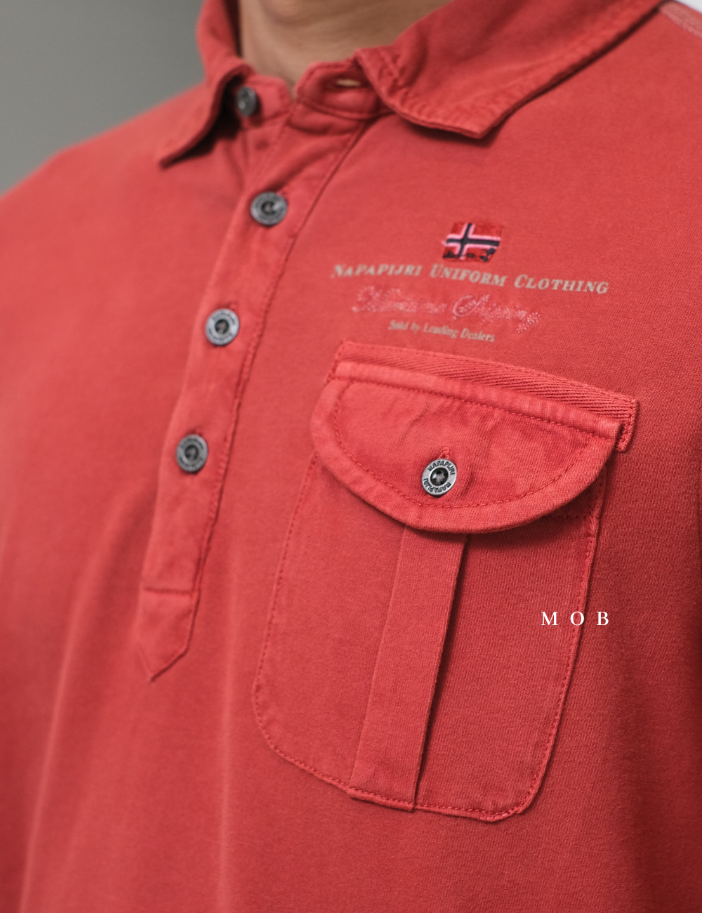 NPJPLS01002A Pocket Polo LS Terracotta