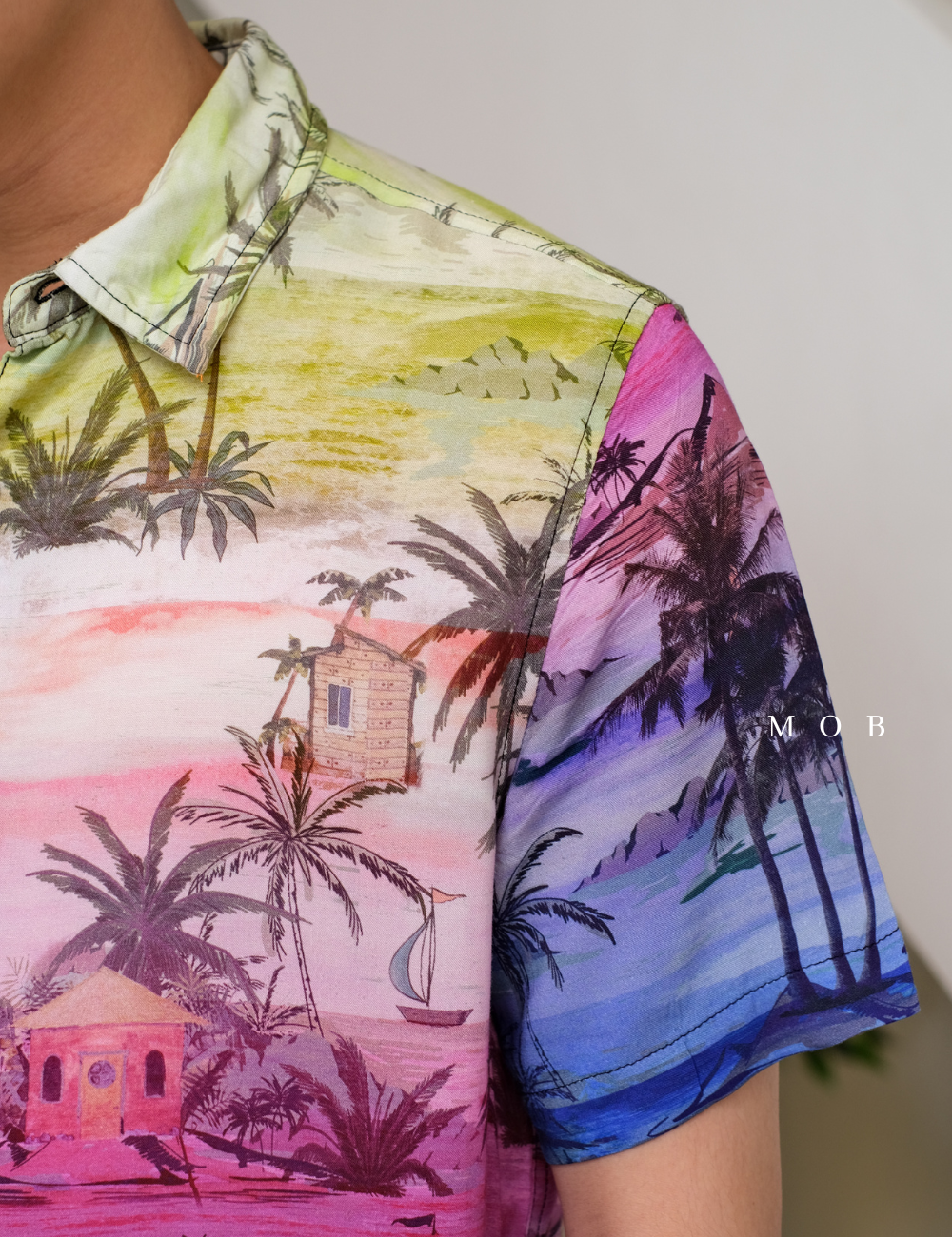 GSSSS01012 Eco Rayon Distant Shores Tropical Print Shirt