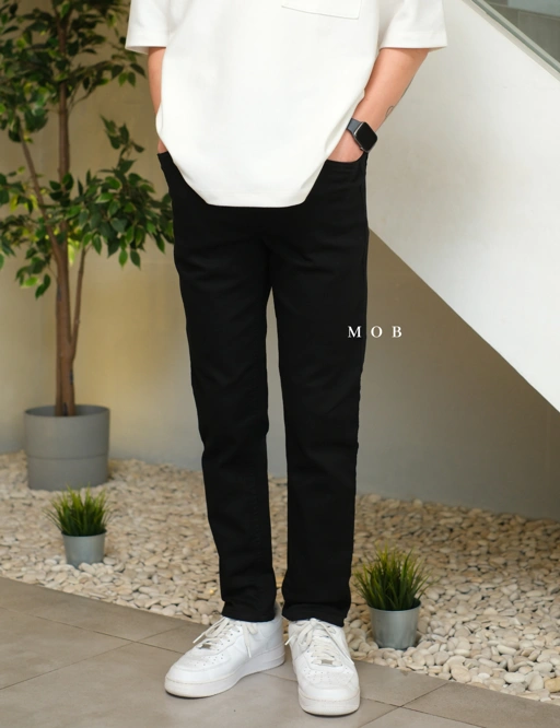Image of AKPT01001 Stretch Knit Pants Black