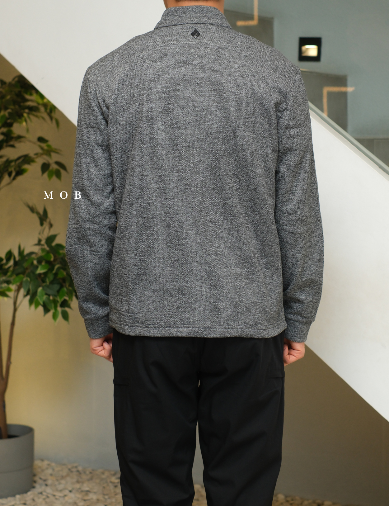 MBLJ01002 Mock Neck Fleece Half Zip Jacket Grey Misty