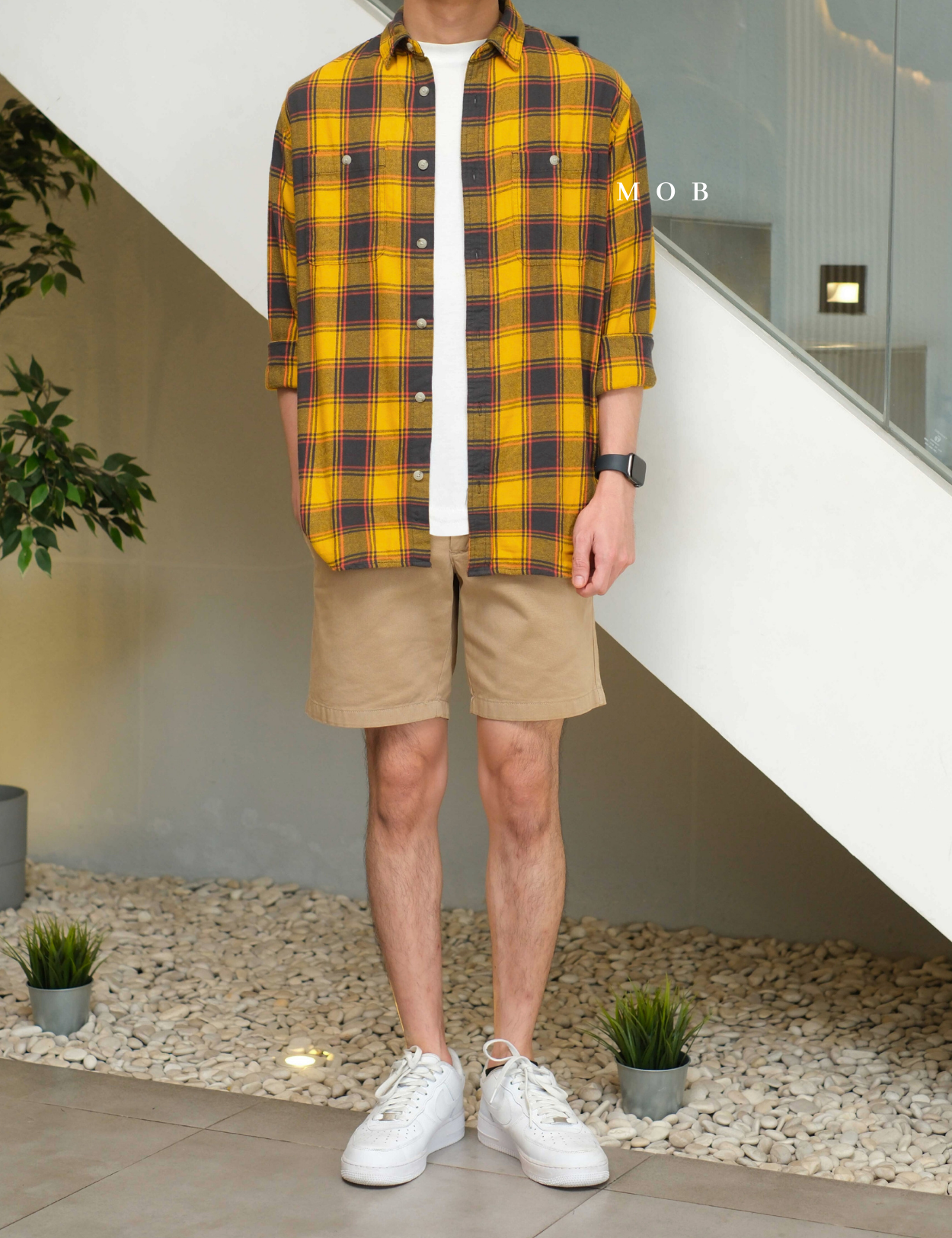 SNMLSS01006 Super Soft Flannel LS Shirt Yellow Grey Plaid