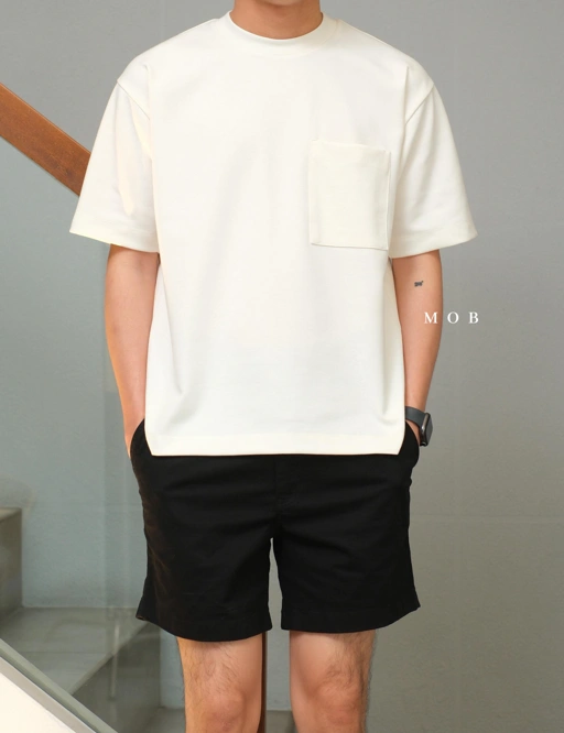 Image of ARKSST1001 Boxy Pocket SS Tee White