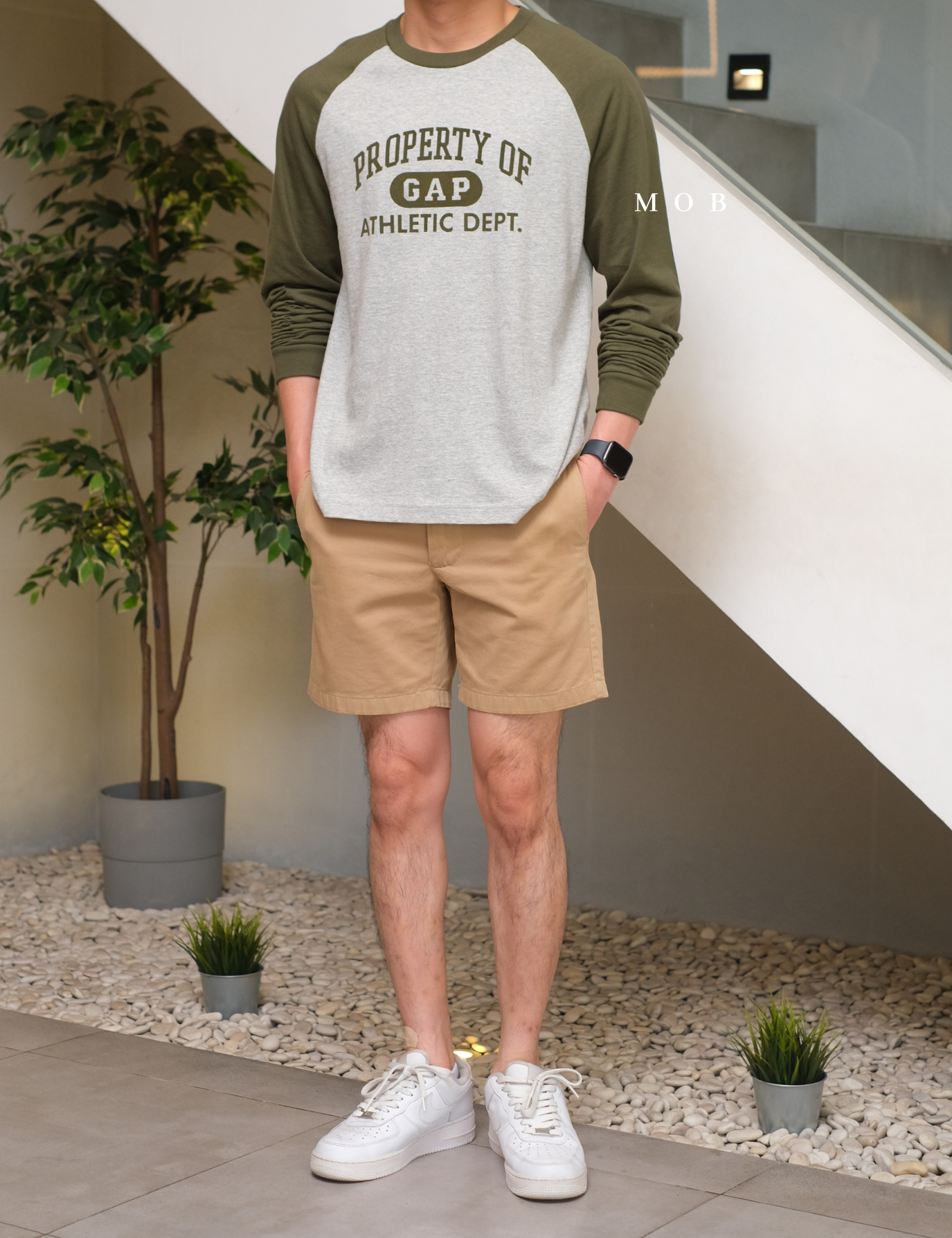 GPLST1112B Property of Gap LS Tee Olive Grey