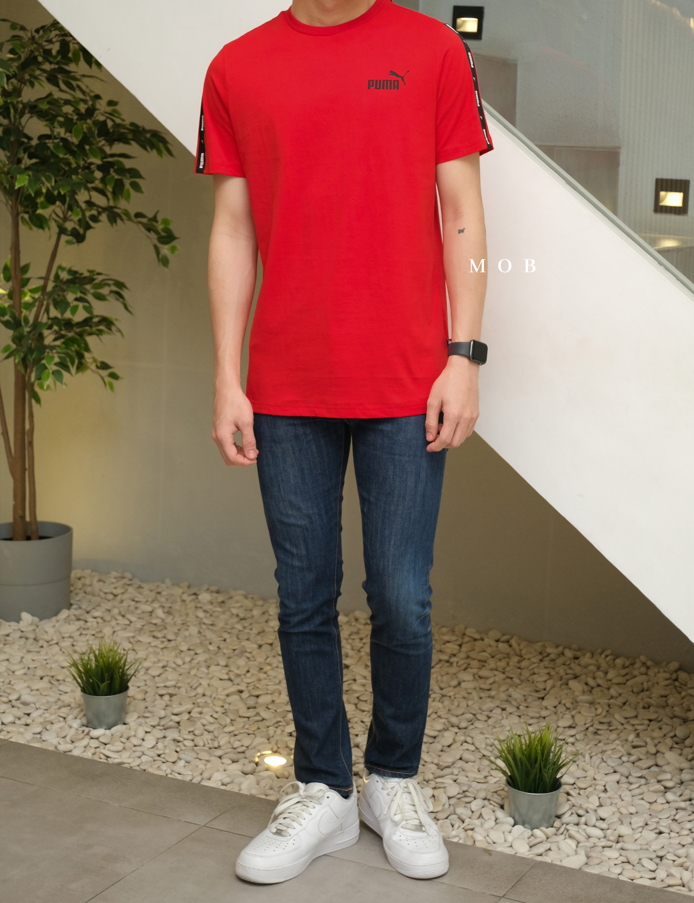 PMSST07001C Essentials Tape SS Tee Red