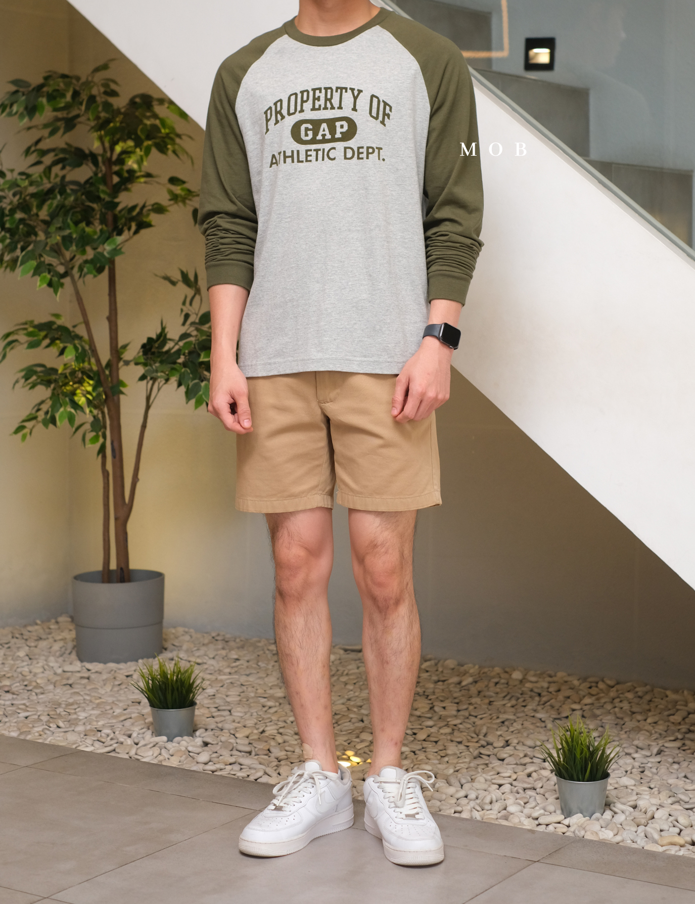 GPLST1112B Property of Gap LS Tee Olive Grey